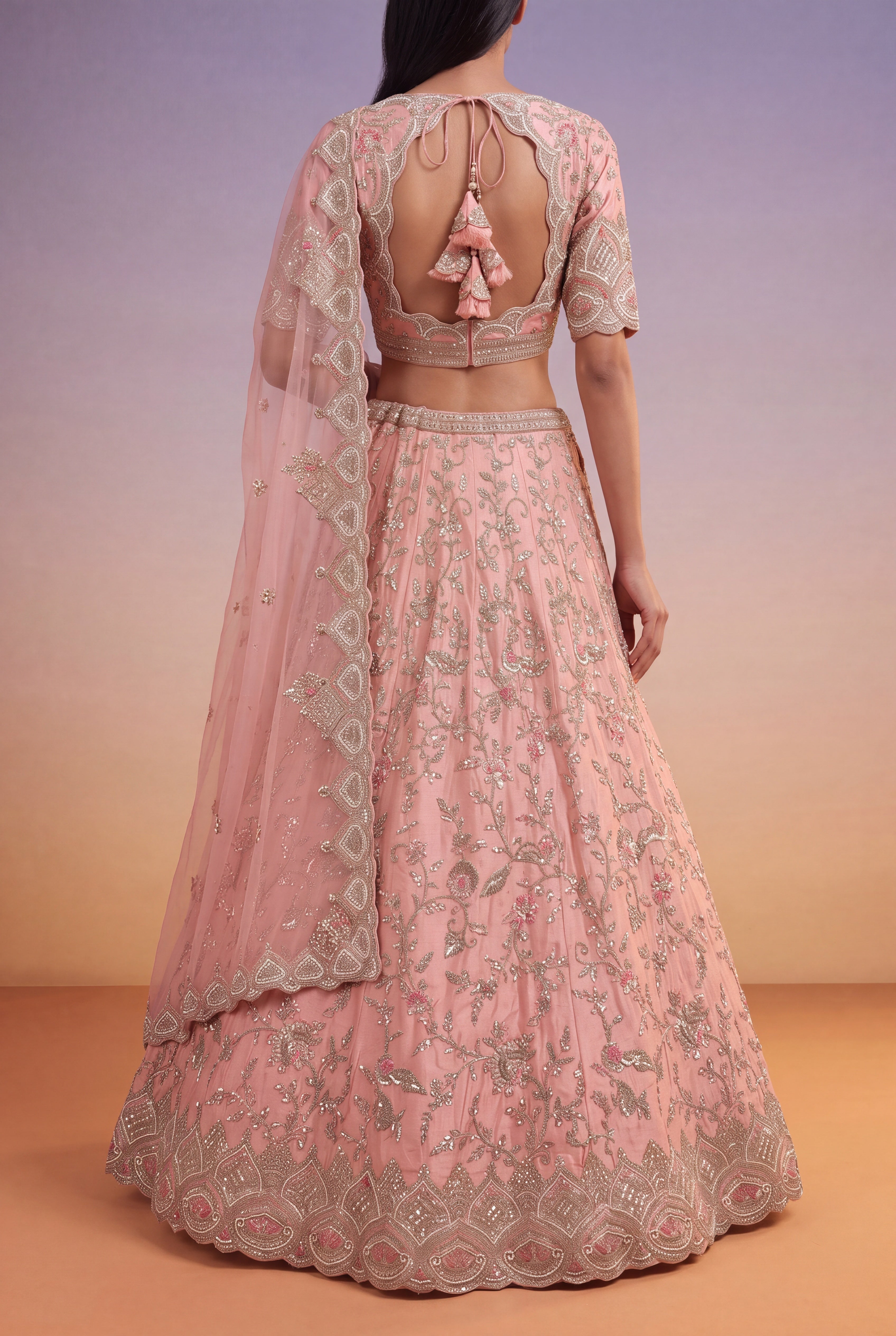 Blush Pink Raw Silk Bridal Lehenga
