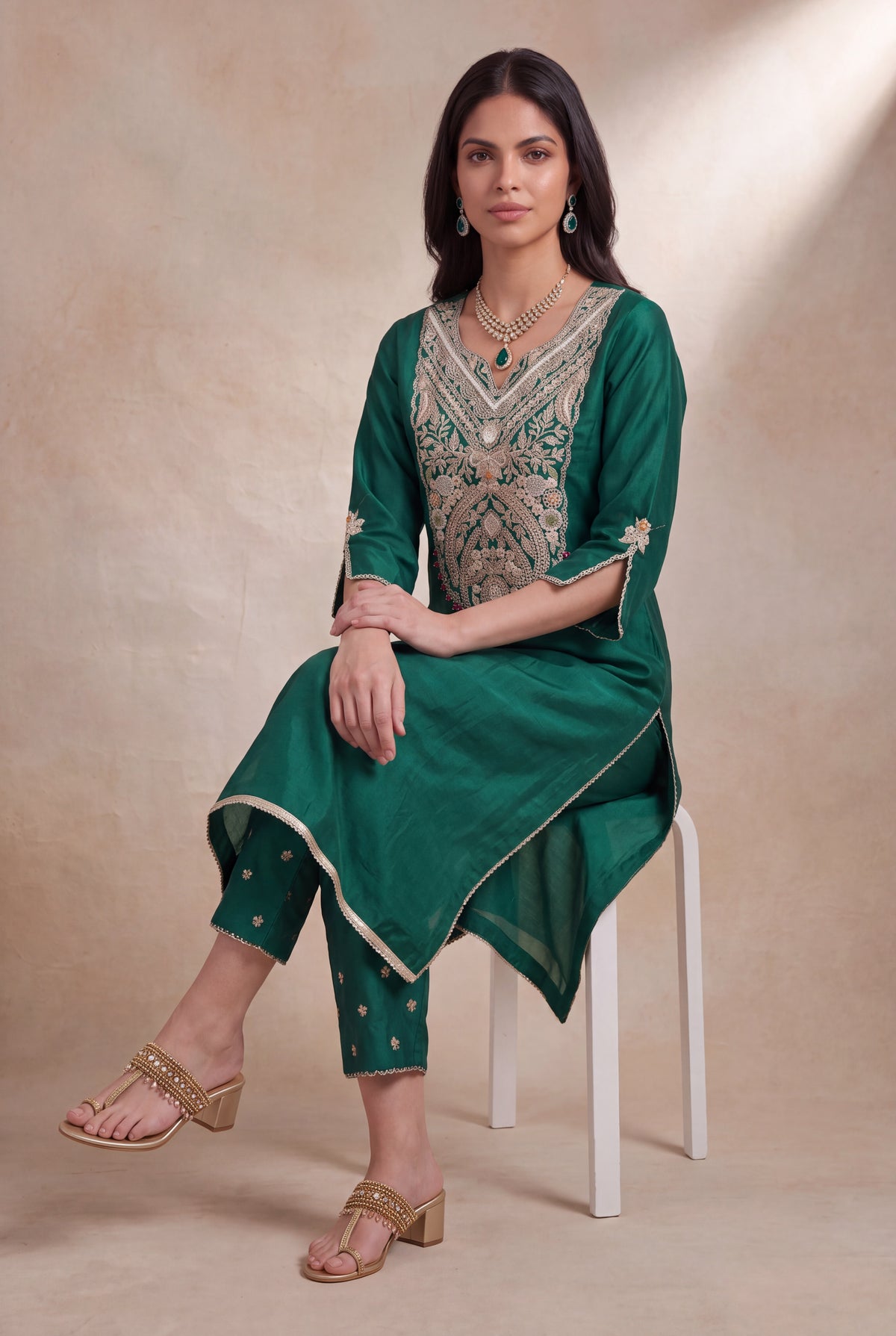 Emerald Green Silk Salwar Set