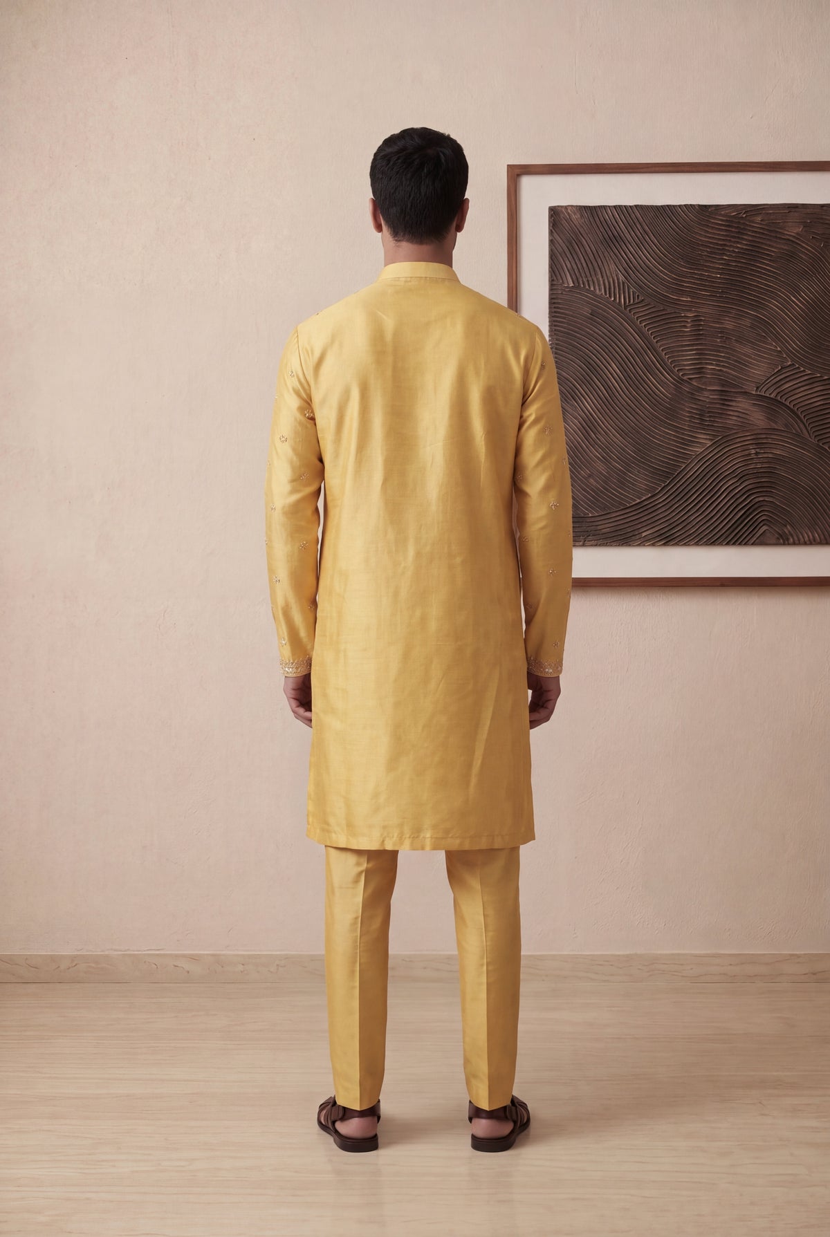 Yellow Raw Silk Embroidered Kurta Pant