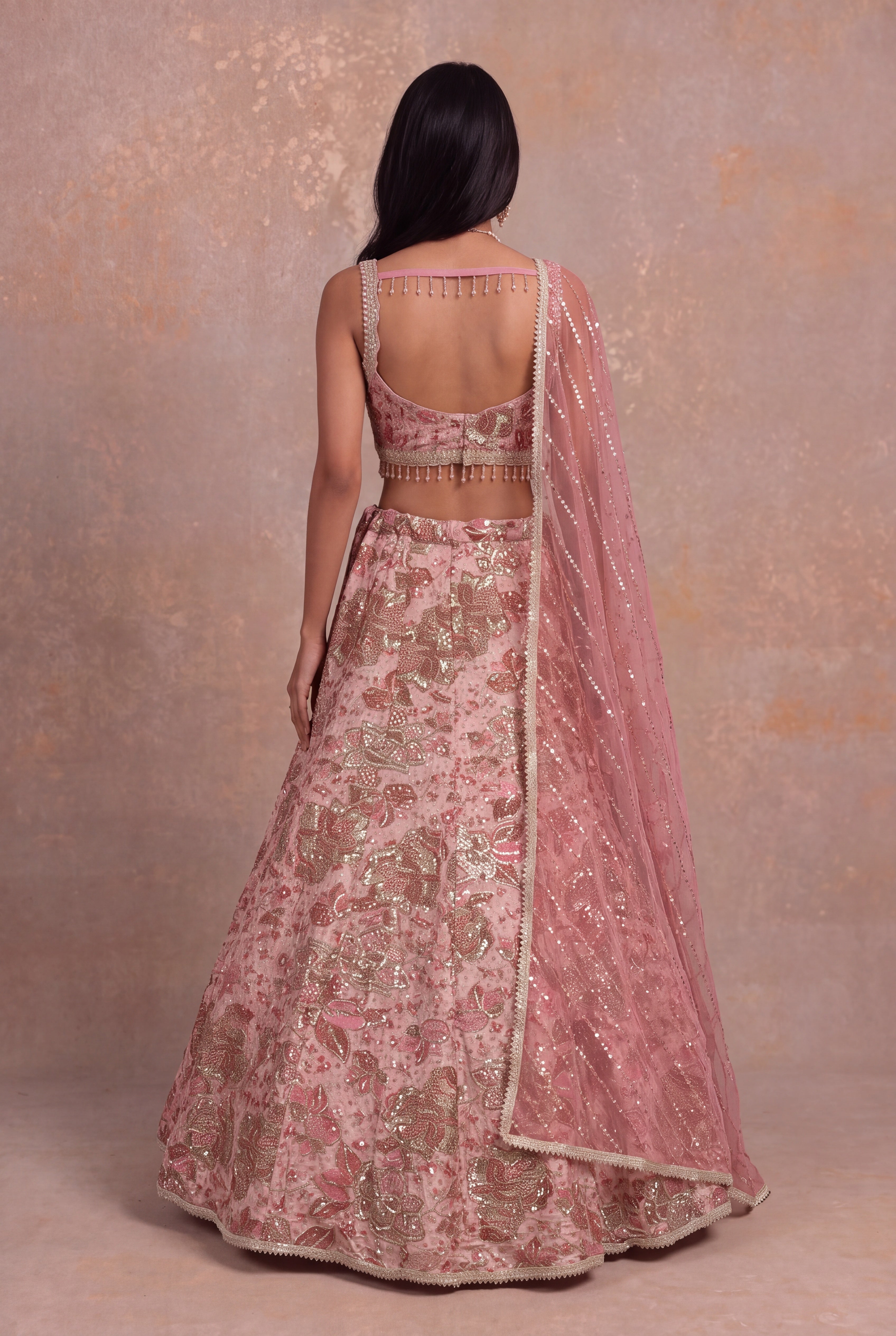 Blush Pink Tissue Lehenga
