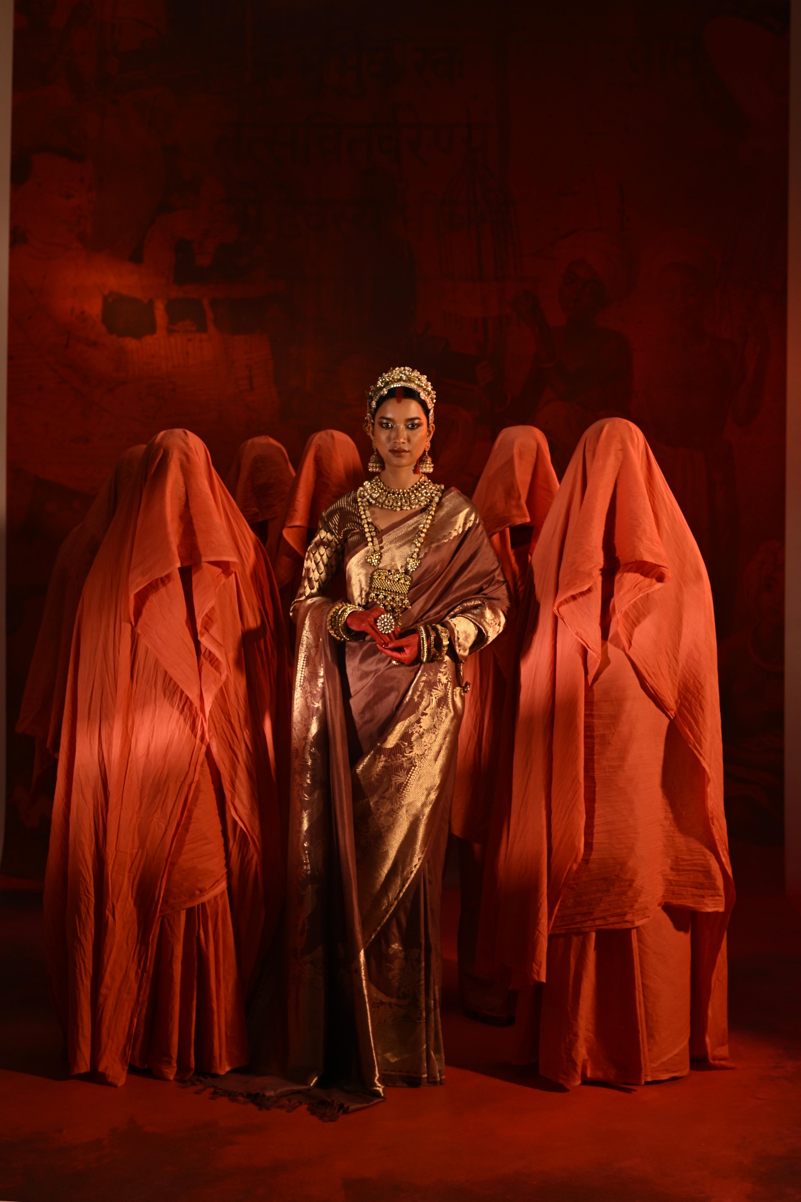 Brown Banarasi Silk Saree with Peacock Border Weaving