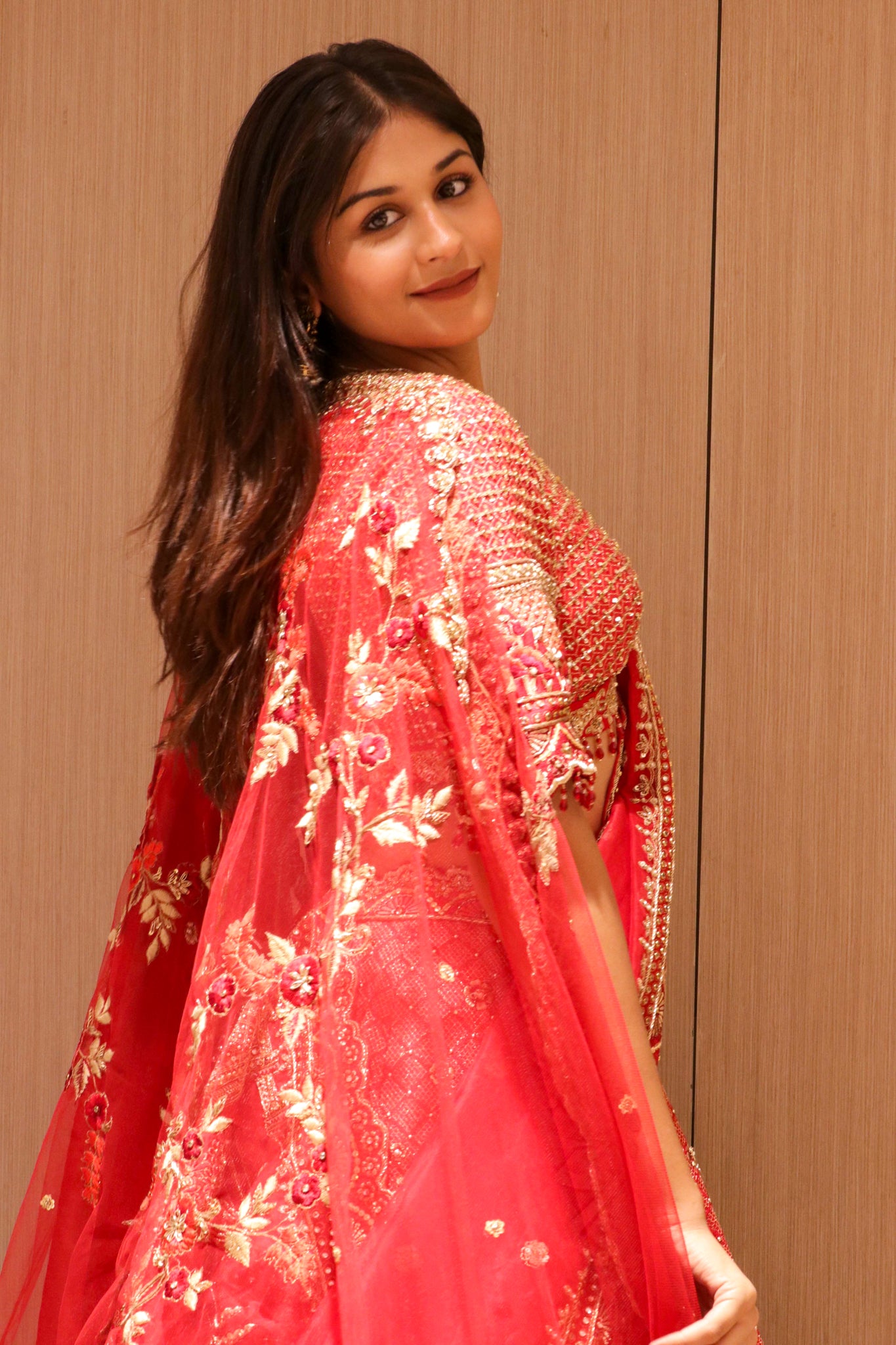 Red Raw Silk Bridal Lehenga with Zardozi and Sequin Embroidery