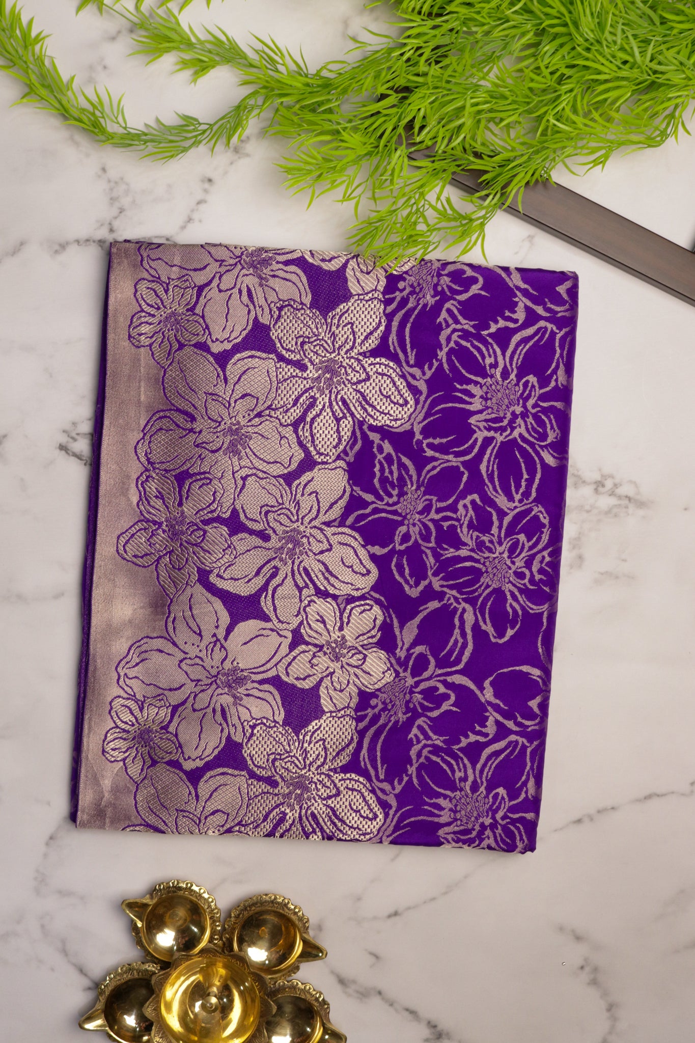 Violet Blue Banarasi Zari Silk Saree