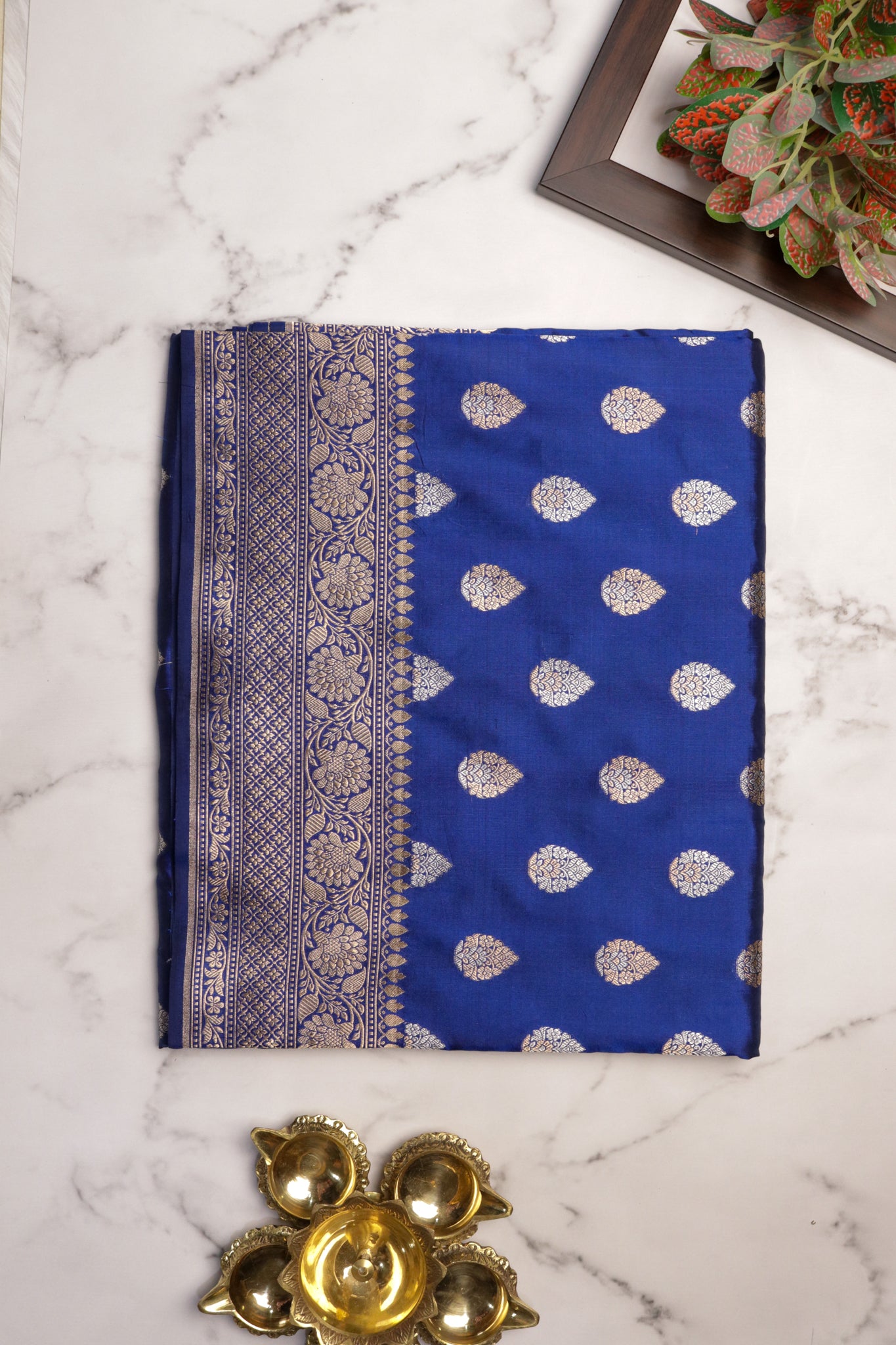Royal Blue Banarasi Zari Butti Saree