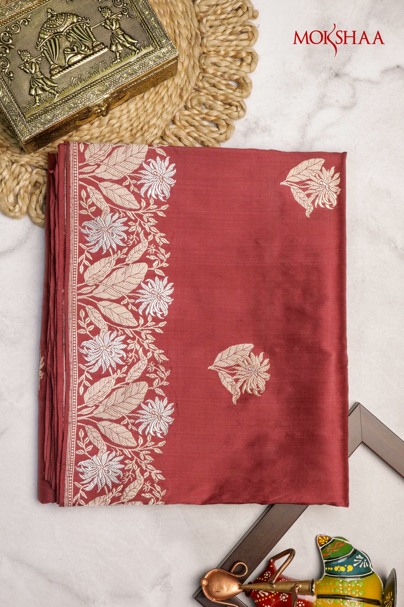 Brown Banarasi Silk Saree with Fancy Zari Borde