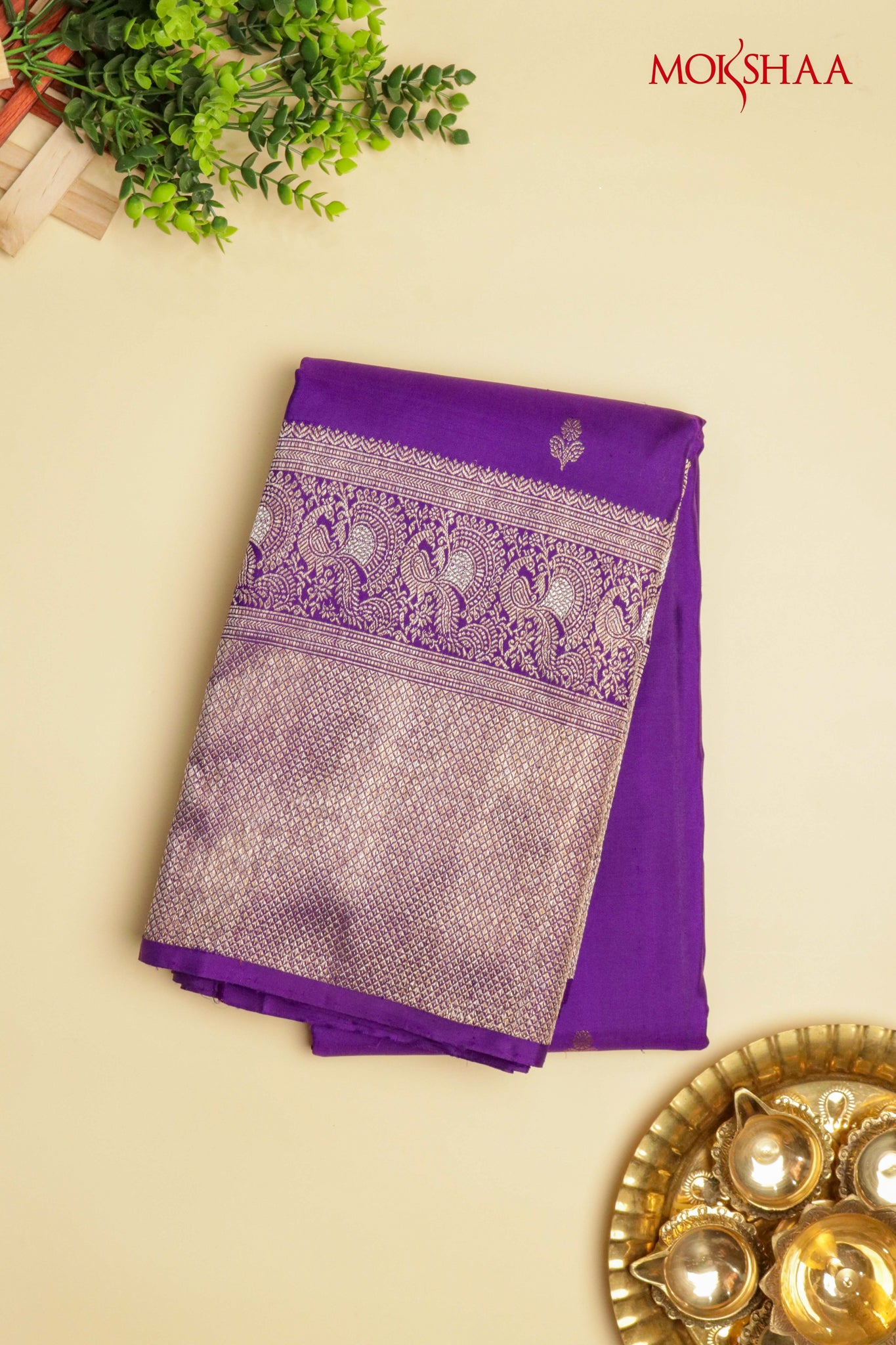 Purple Kanchivaram Silk Saree Butti & Fancy Border