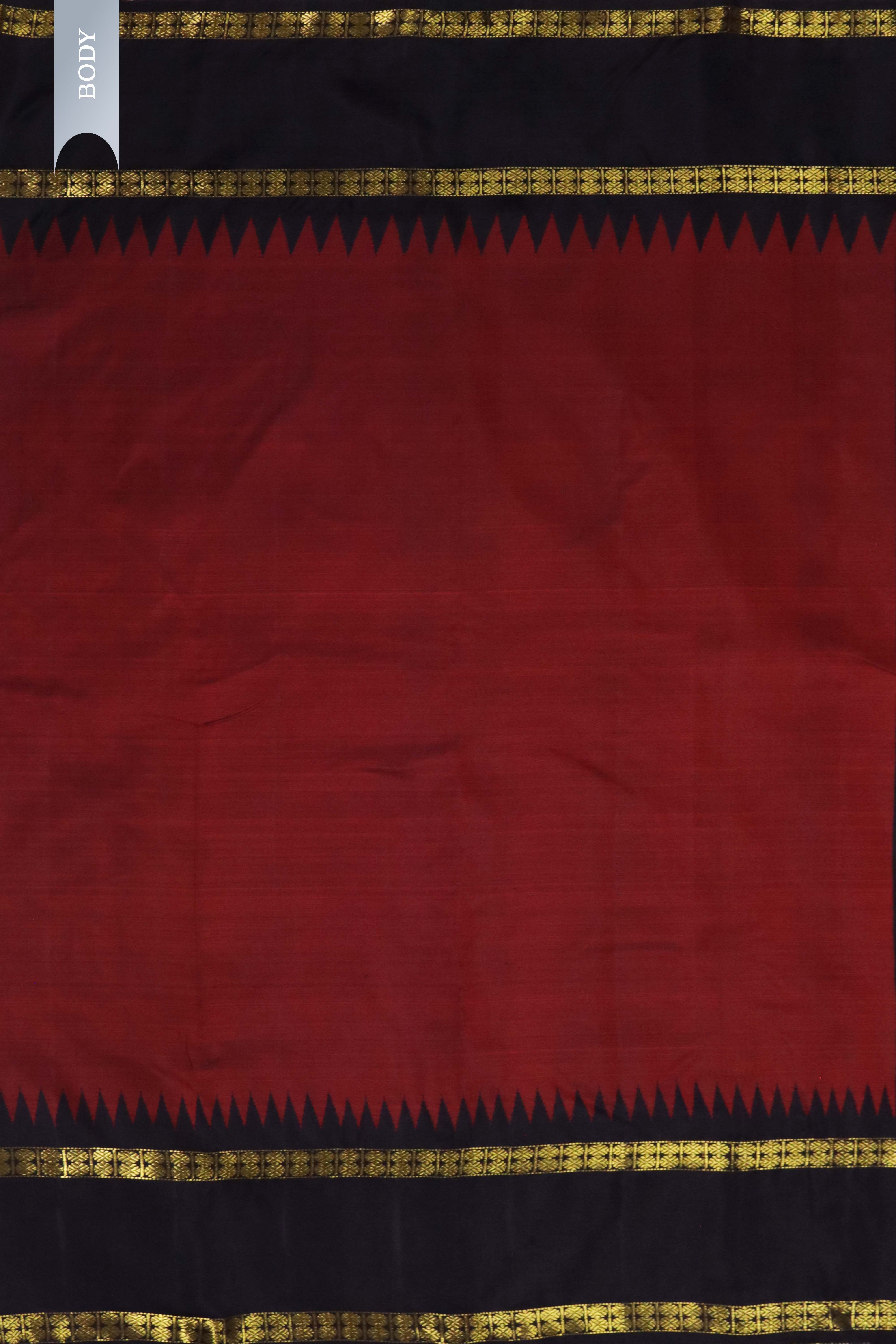 Maroon Kanchivaram Silk Saree with Black Border