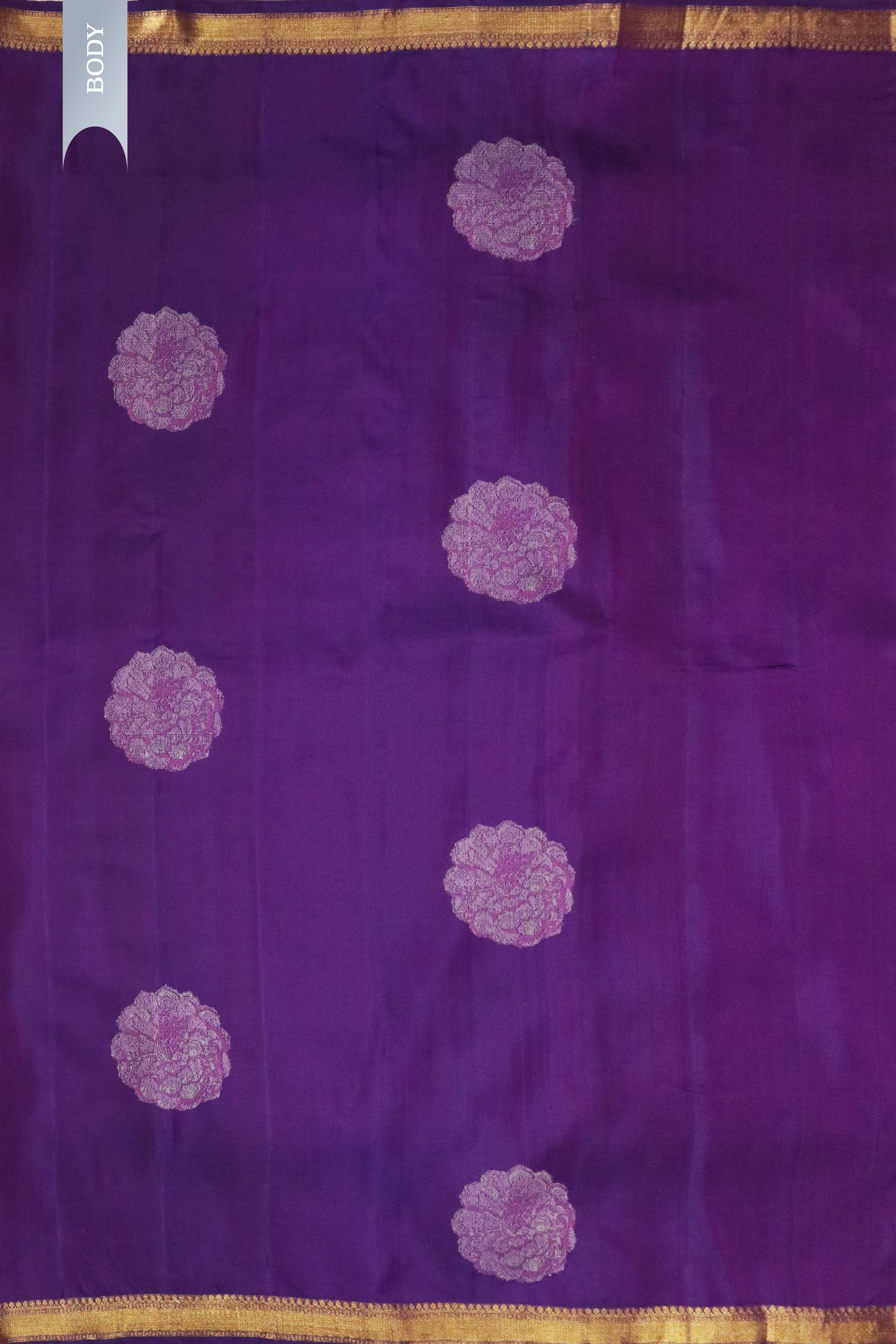 Purple Kanchivaram Silk Saree with Thread Butta