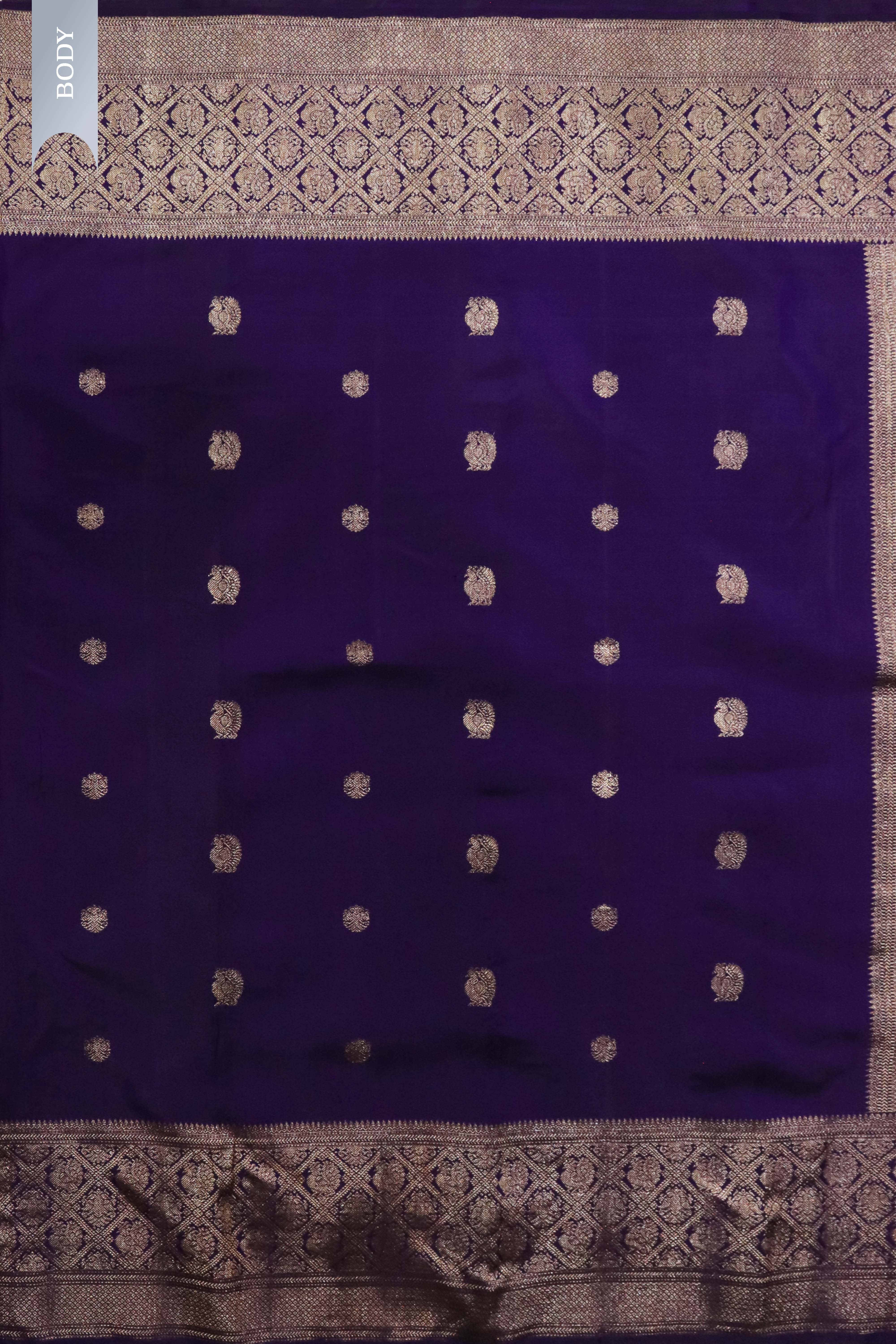Purple Kanchivaram Silk Saree with Zari Butti & Fancy Border