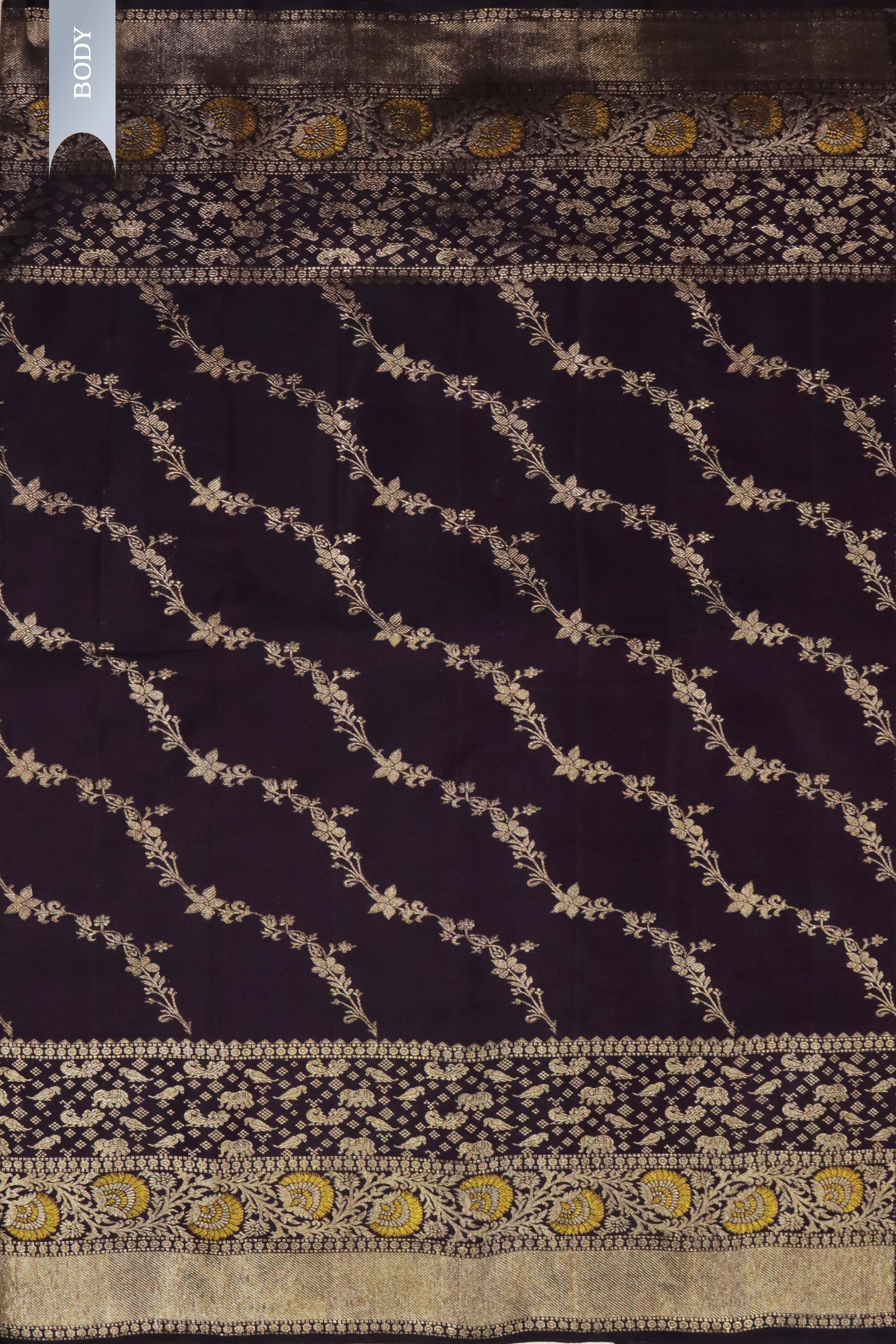 Wine Kanchivaram Silk Saree with Zari Stripes and Fancy Border