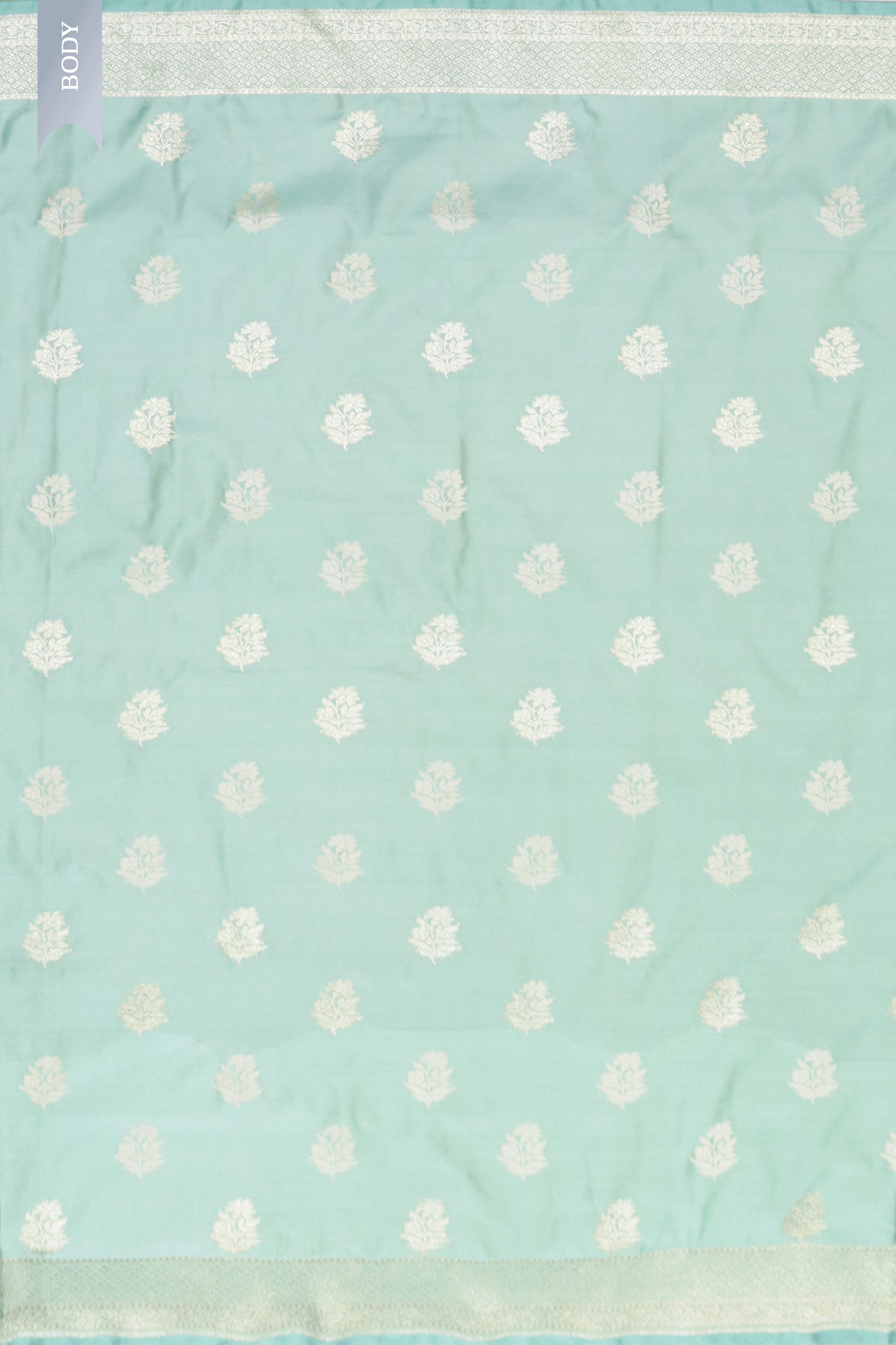 Sea Green Banarasi Semi Silk Saree with Zari Butti & Woven Border