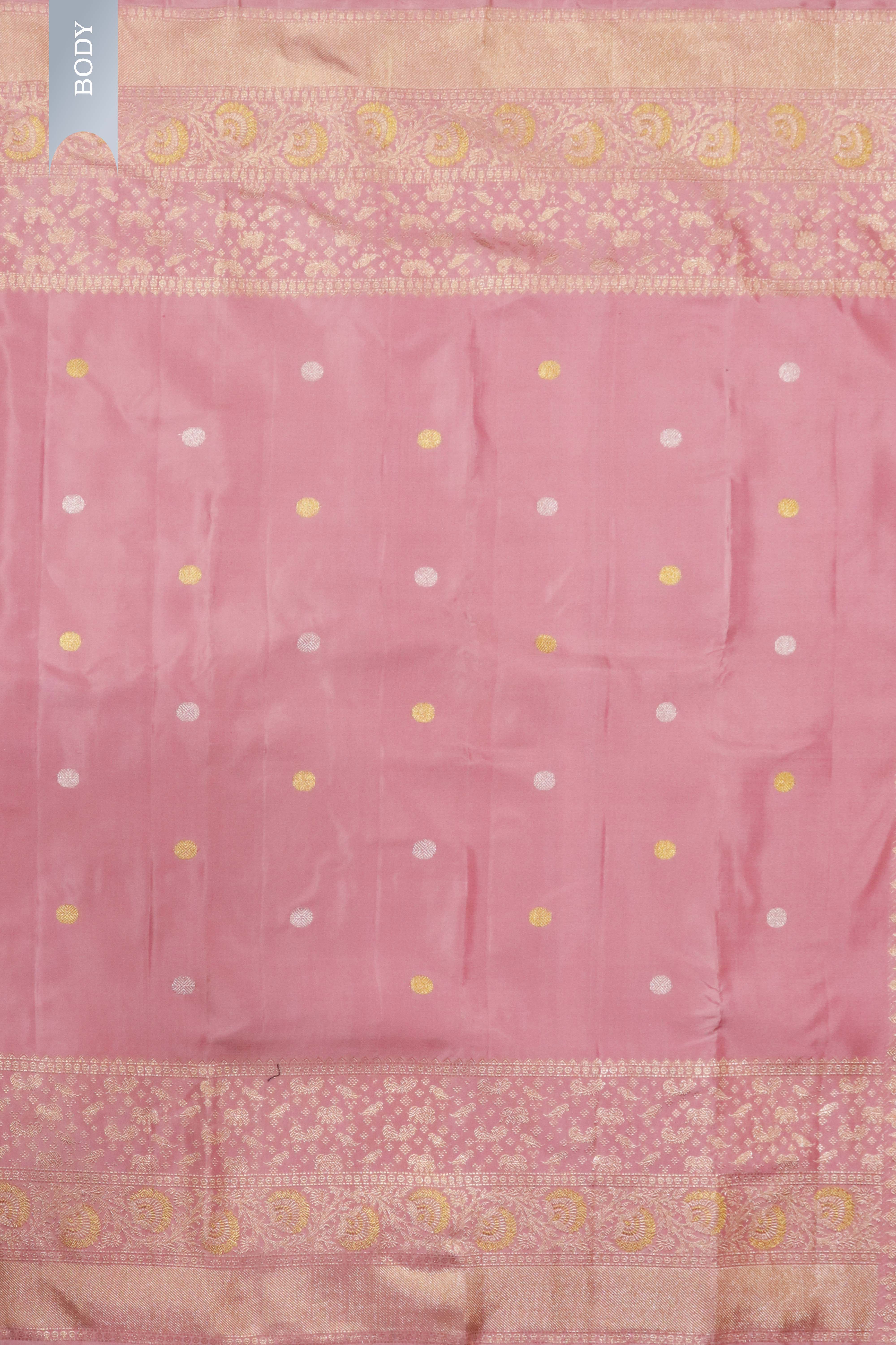 Peach Kanchivaram Silk Saree with Gold & Silver Zari