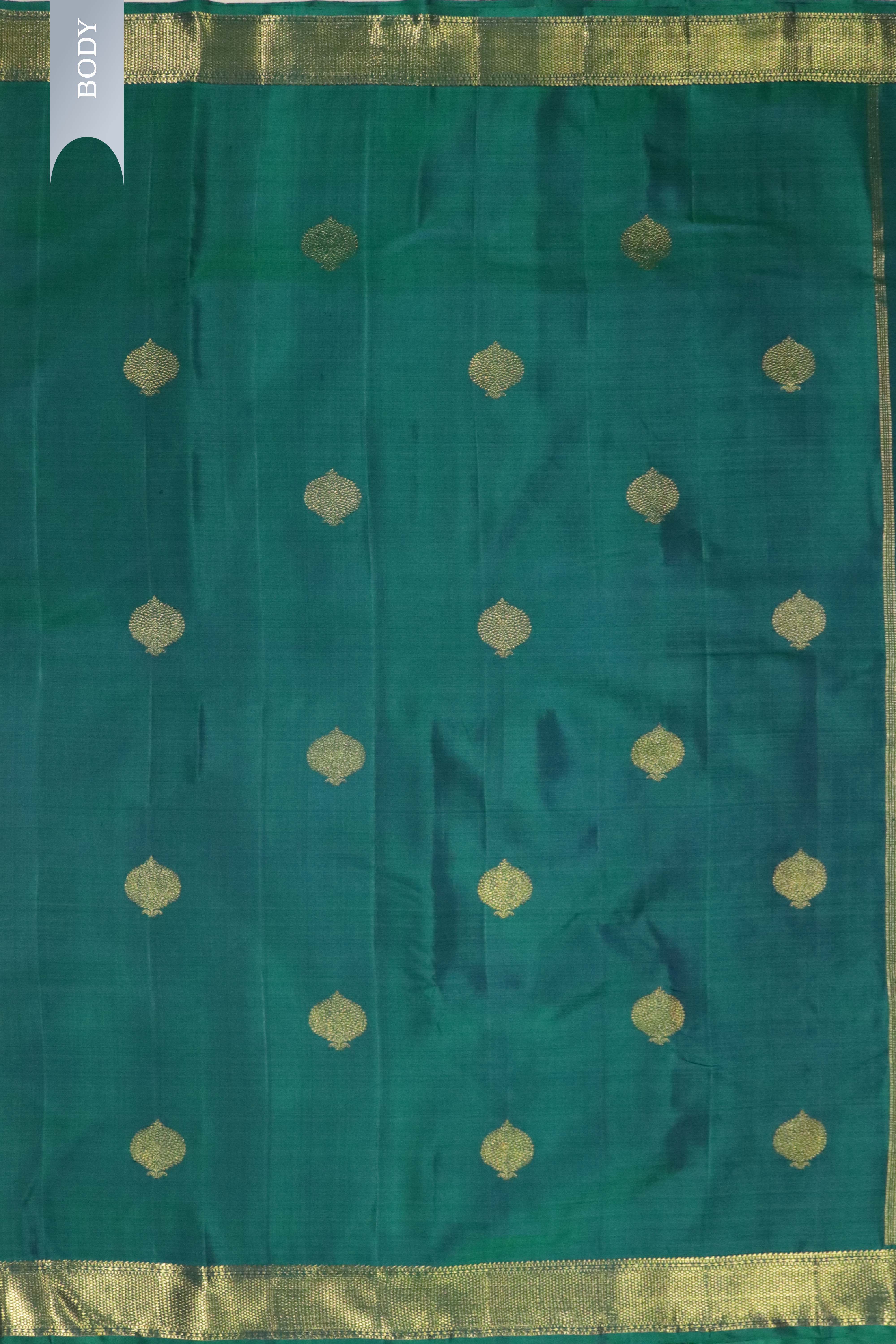 Peacock Green Kanchivaram Silk Saree with Zari Butta