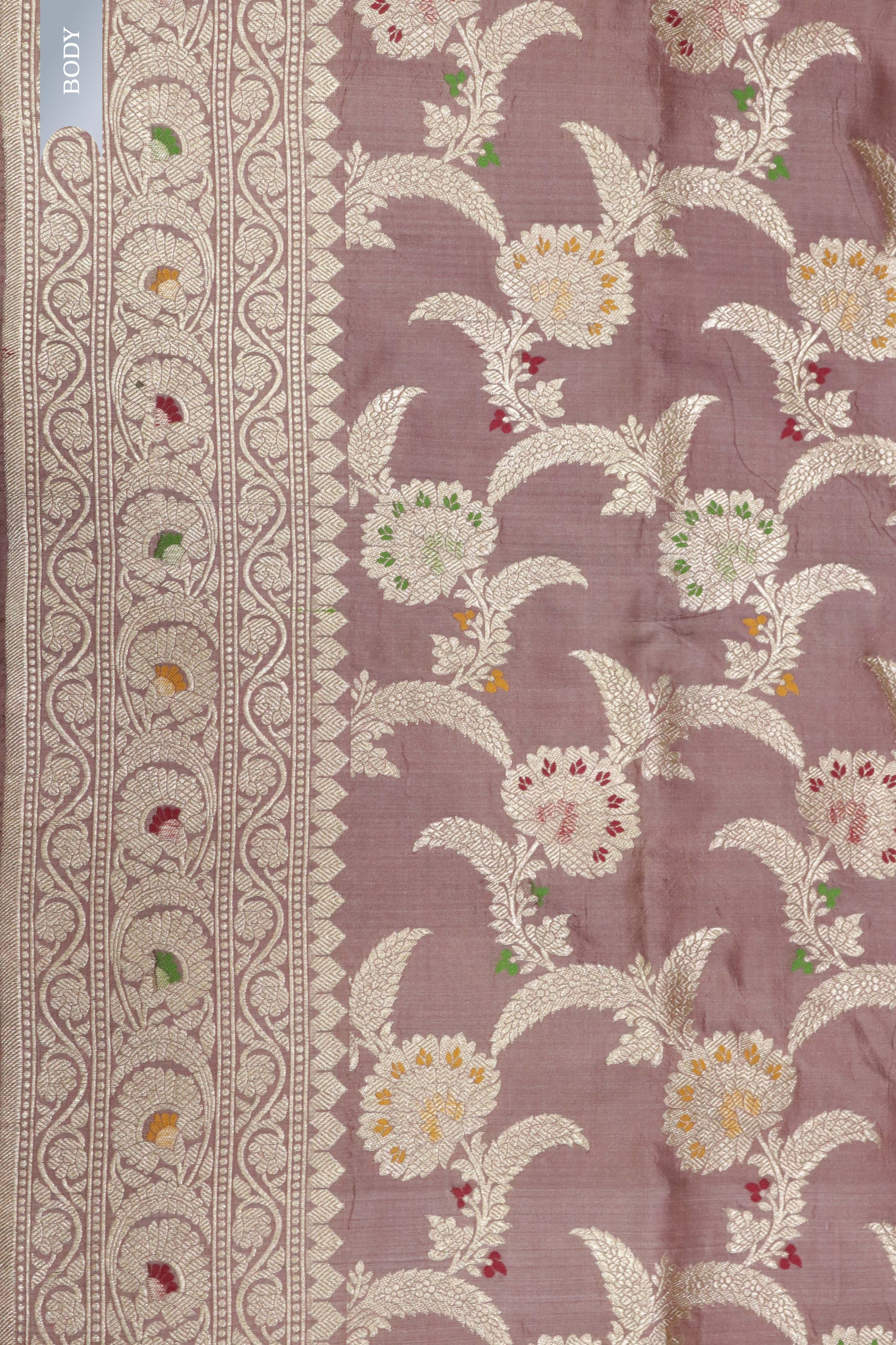 Brown Banarasi Meenakari Zari Saree - Mokshaa