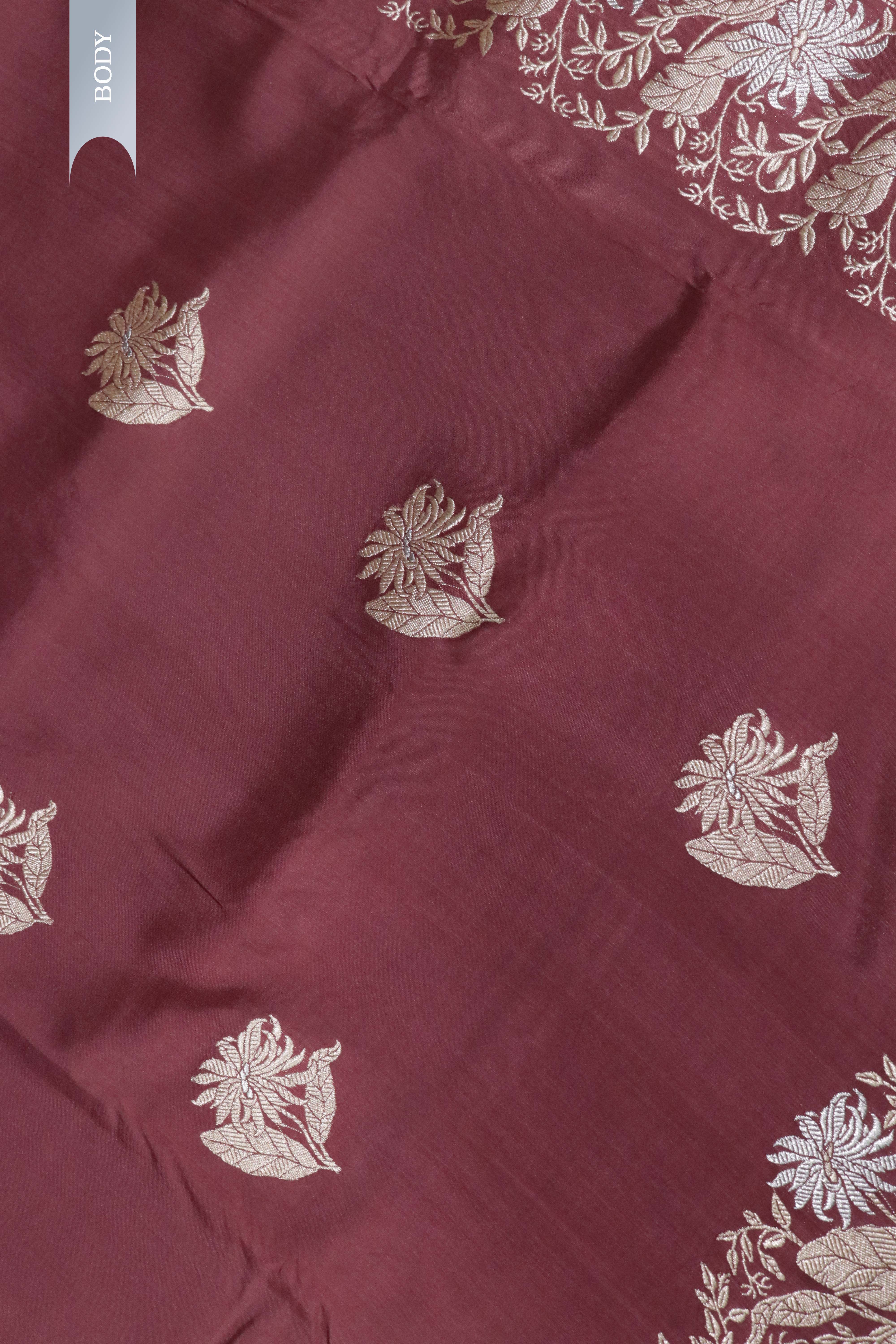 Brown Banarasi Silk Saree with Fancy Zari Borde
