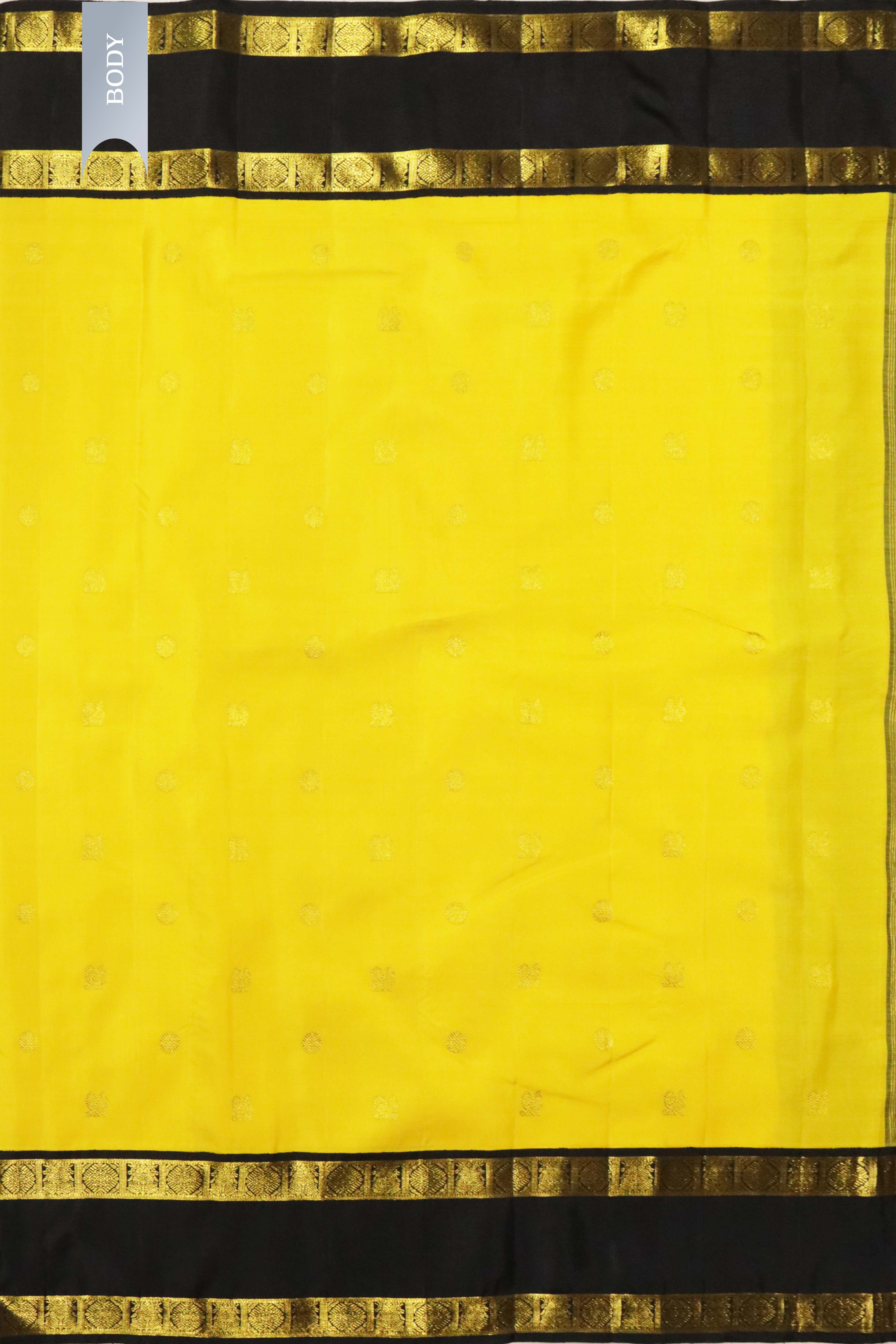 Yellow Kanchivaram Silk Saree with Black Retapet Border