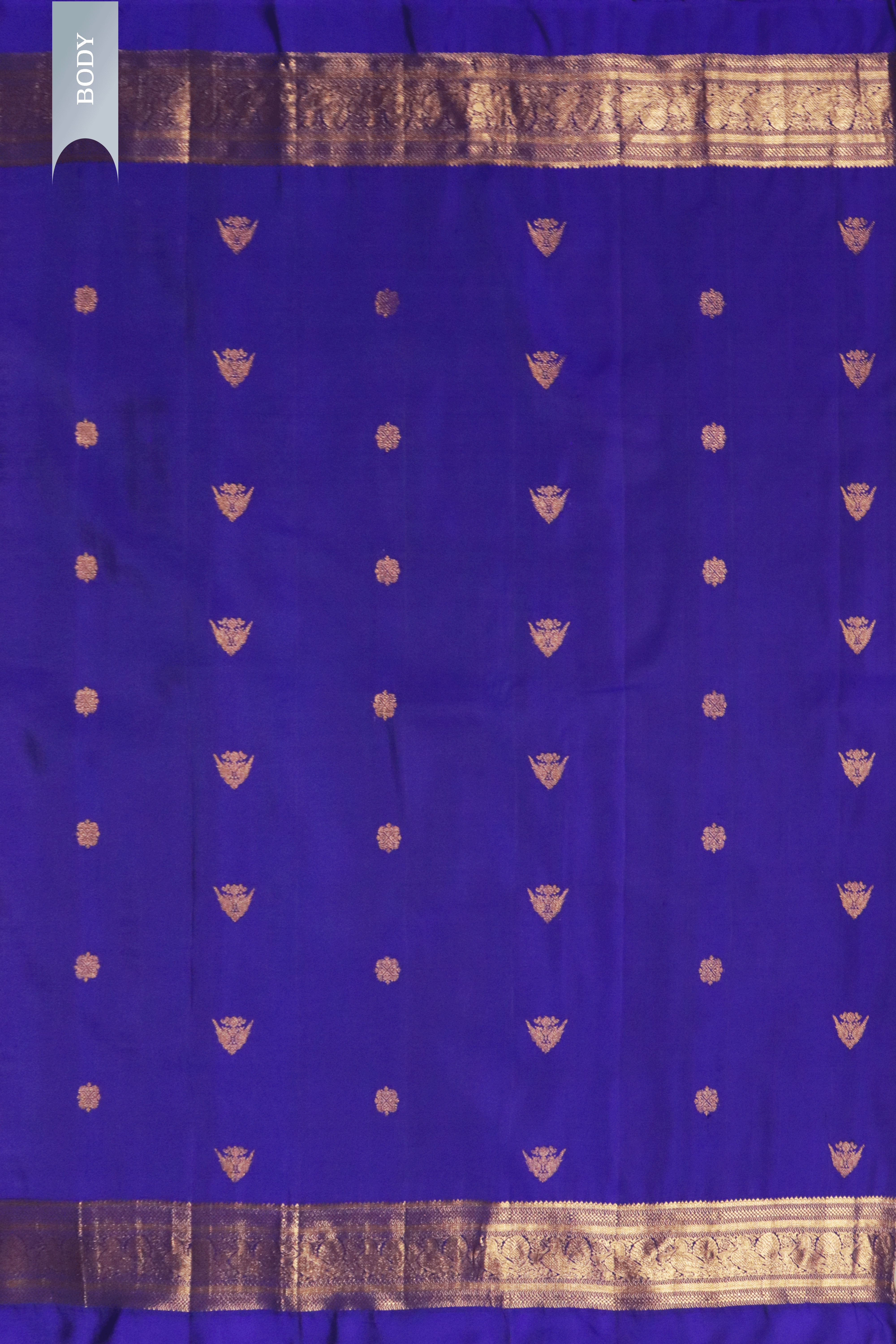 Ink Blue Kanchivaram Silk Saree with Zari Border