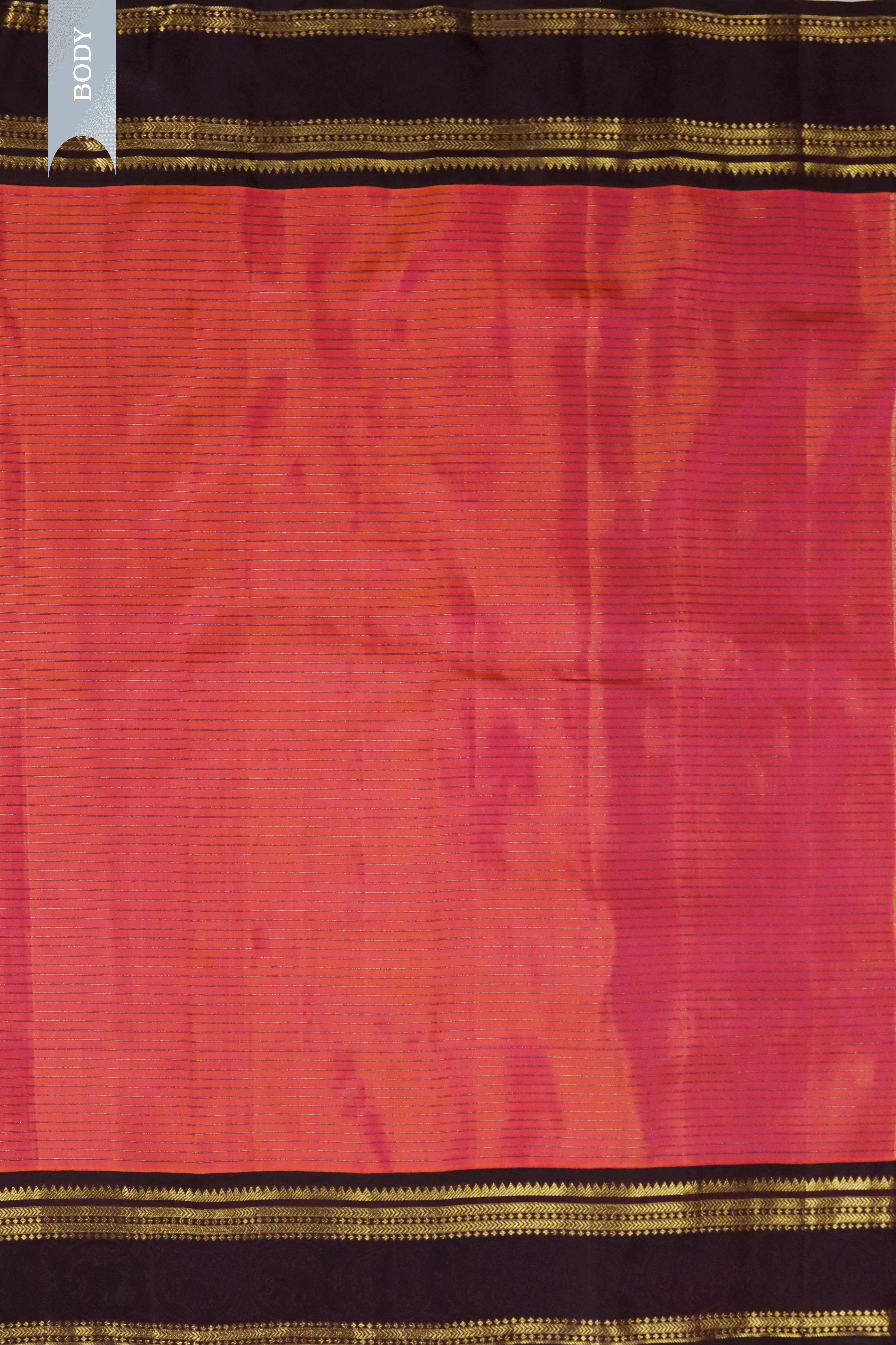 Coral Orange Kanchivaram Silk Saree with Brown Border