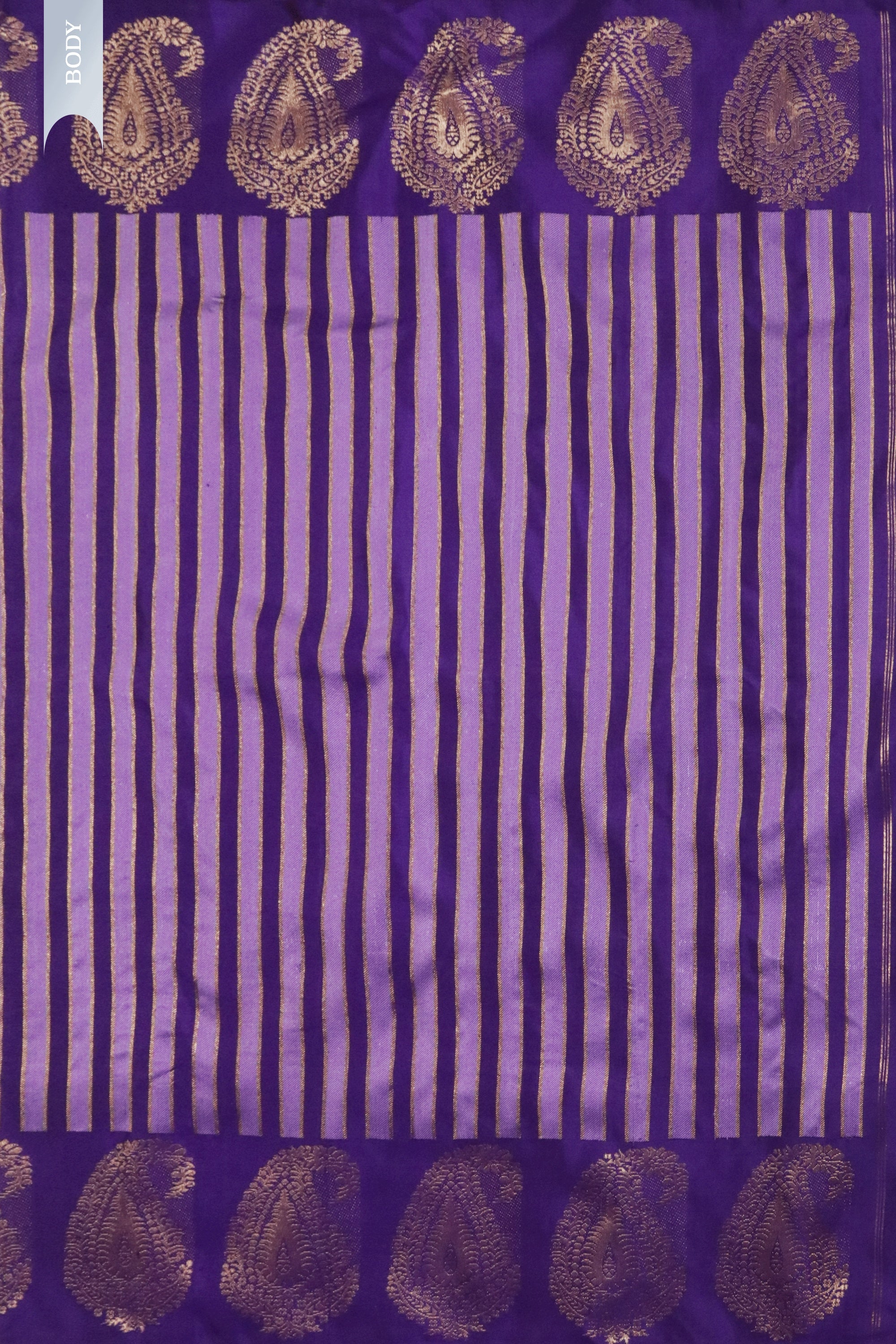Purple Kanchivaram Silk Saree with Golden Stripes