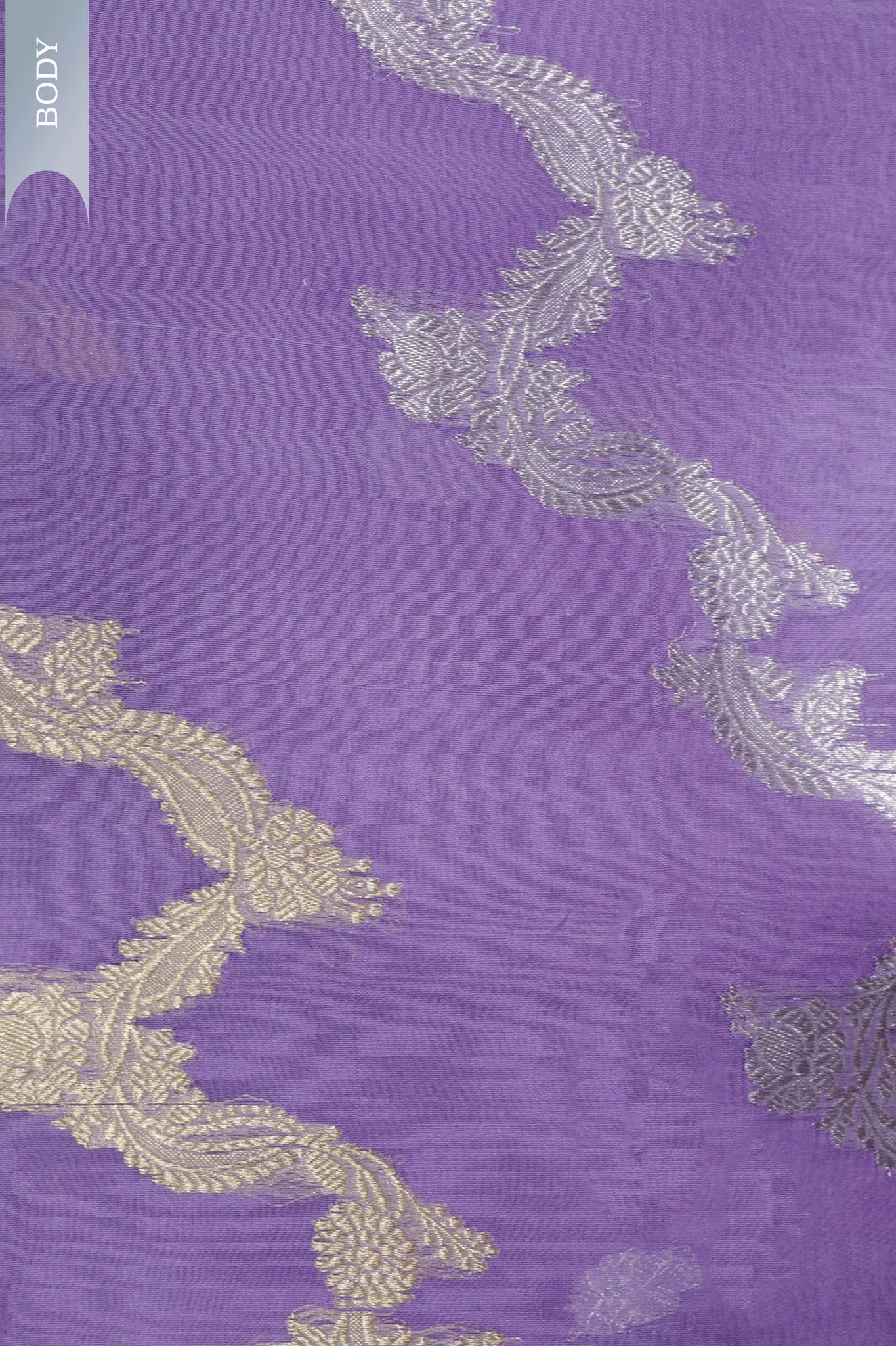 Lavender Banarasi Kora Saree with Gold & Silver Zari Motifs