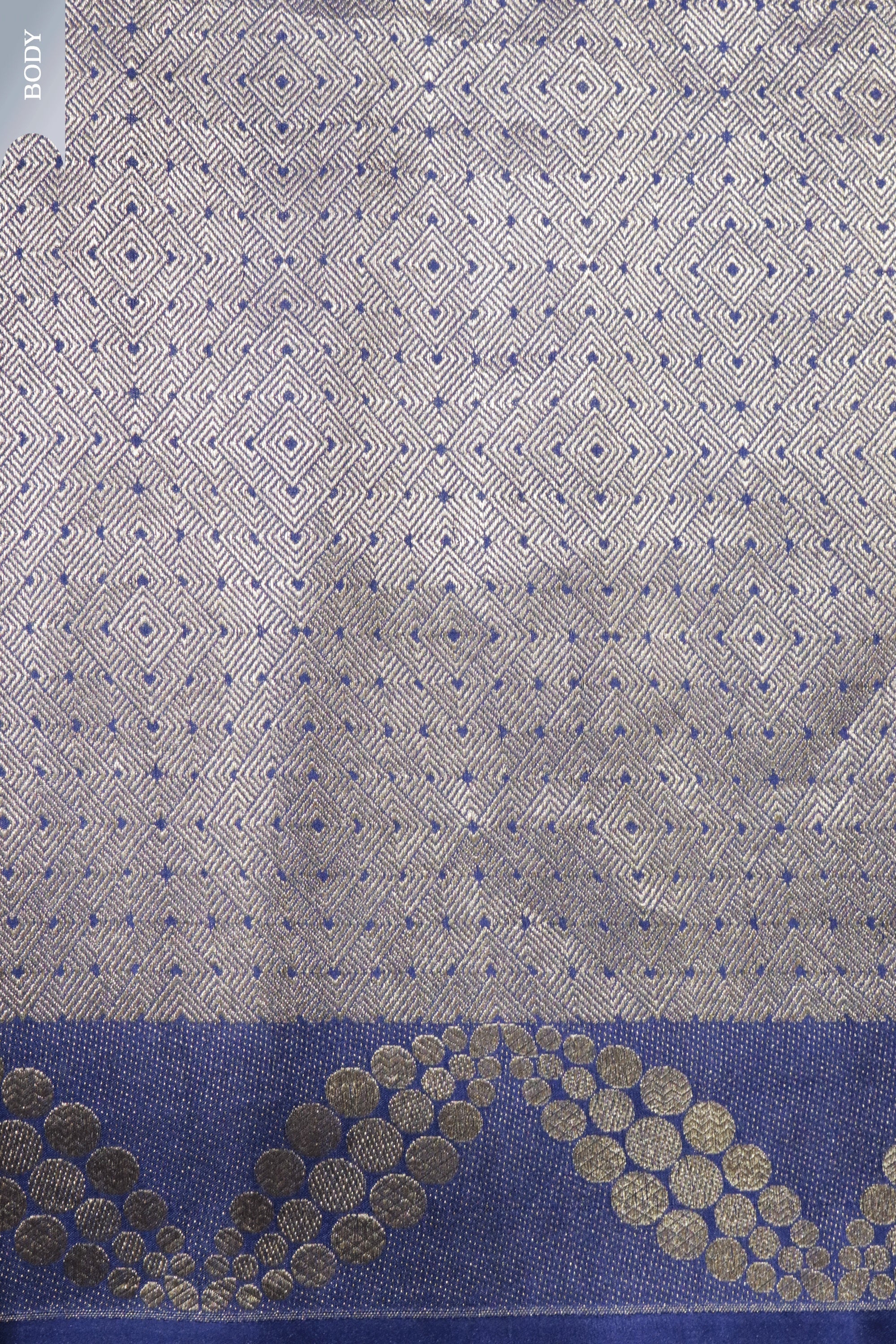 Violet Blue Banarasi Silk Saree with Geometric Zari Weaving