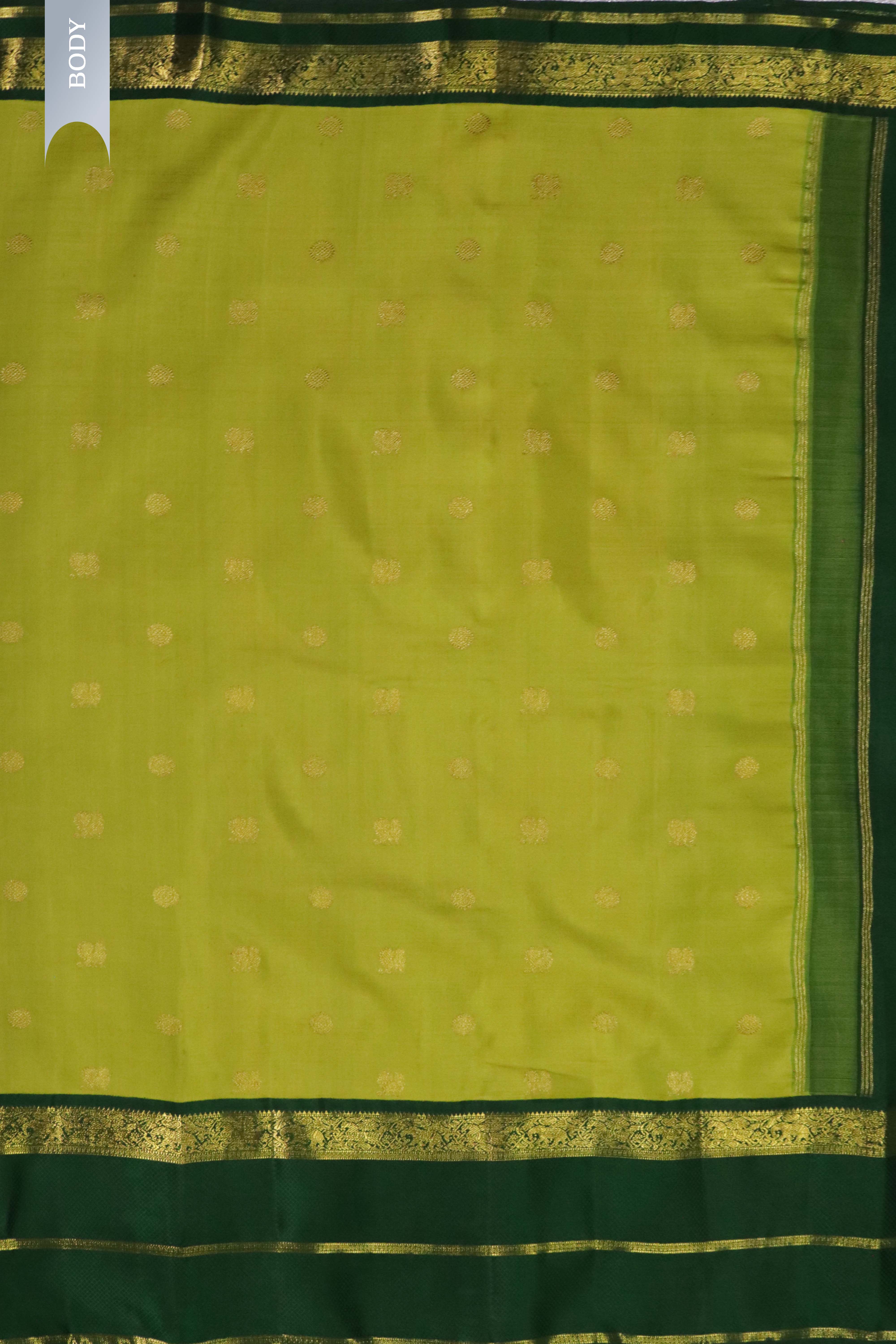 Pista Green Kanchivaram Silk Saree with Contrast Bottle Green Border