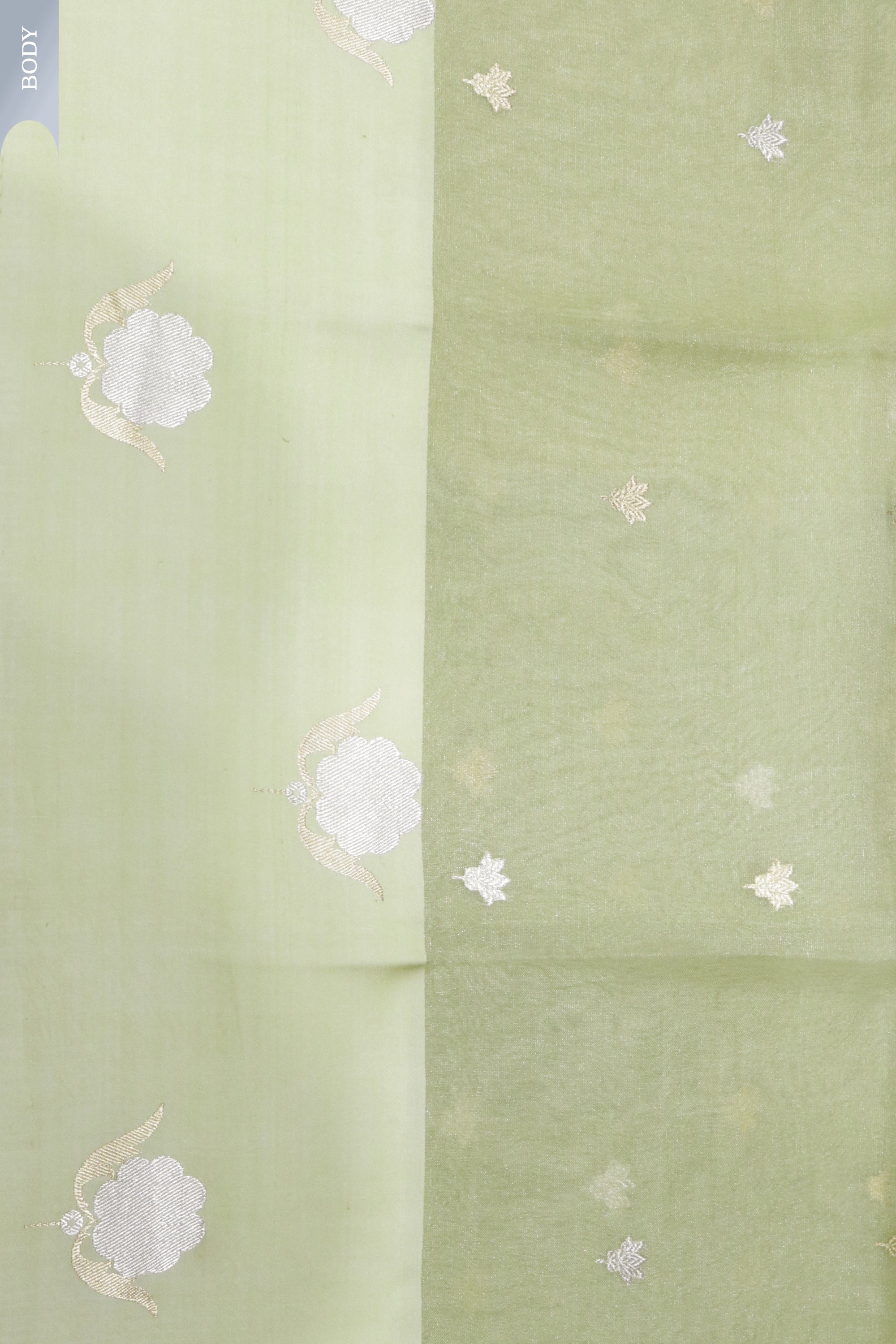 Pista Green Banarasi Tissue Silk Saree with Satin Border