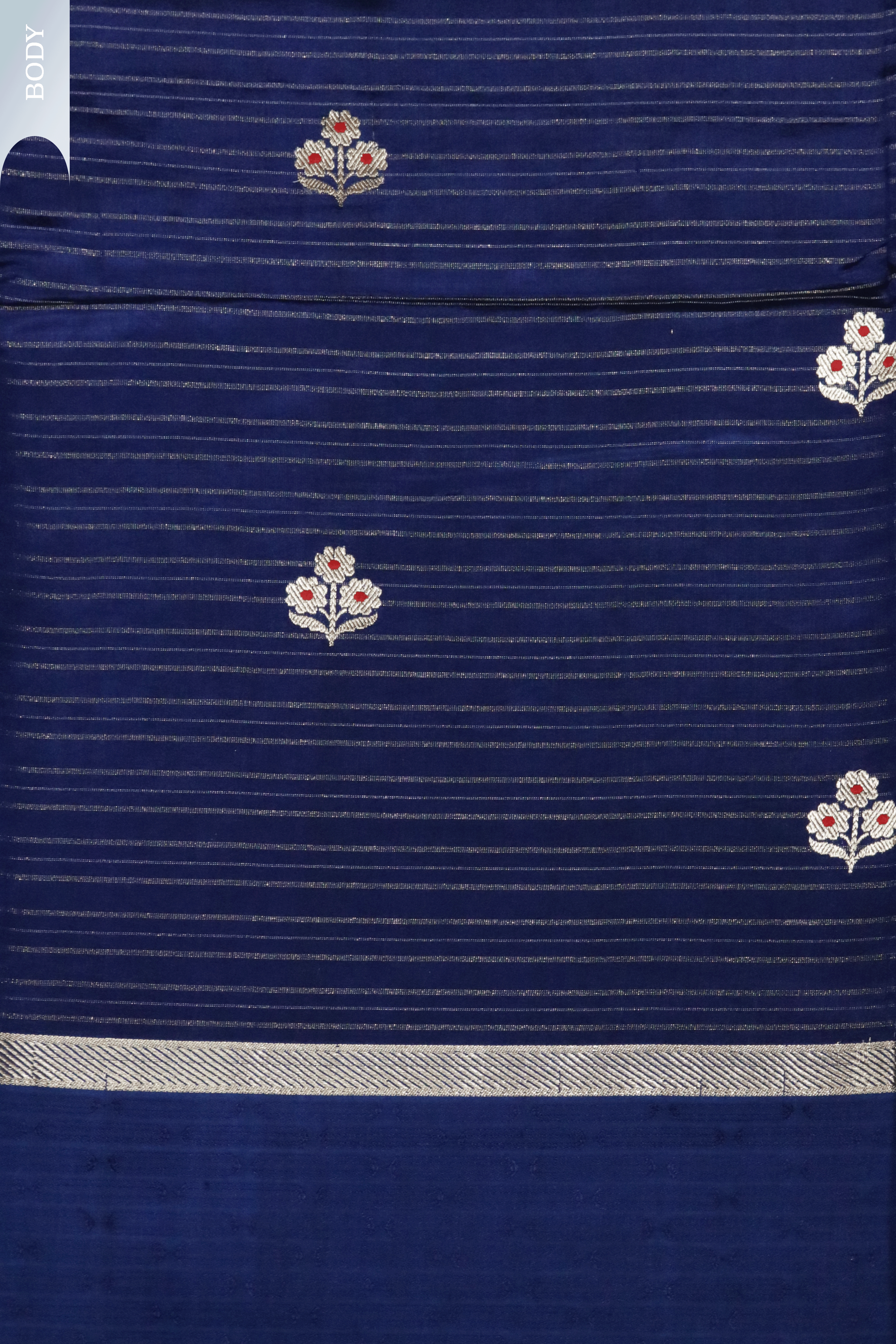 Blue Banarasi Chanderi Silk Saree with Zari Stripes and Butti