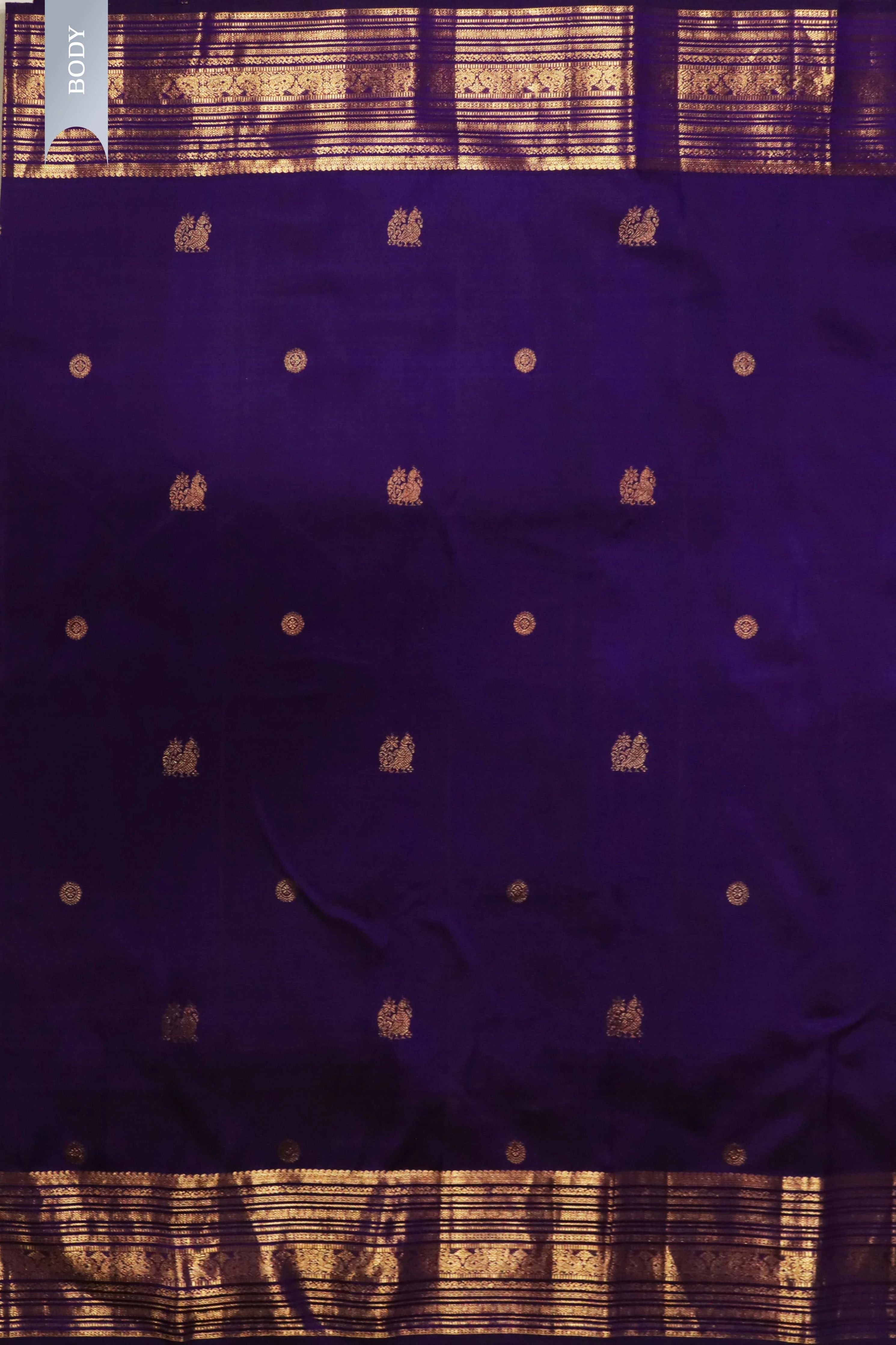 Purple Kanchivaram Silk Saree with Zari Butti - Mokshaa