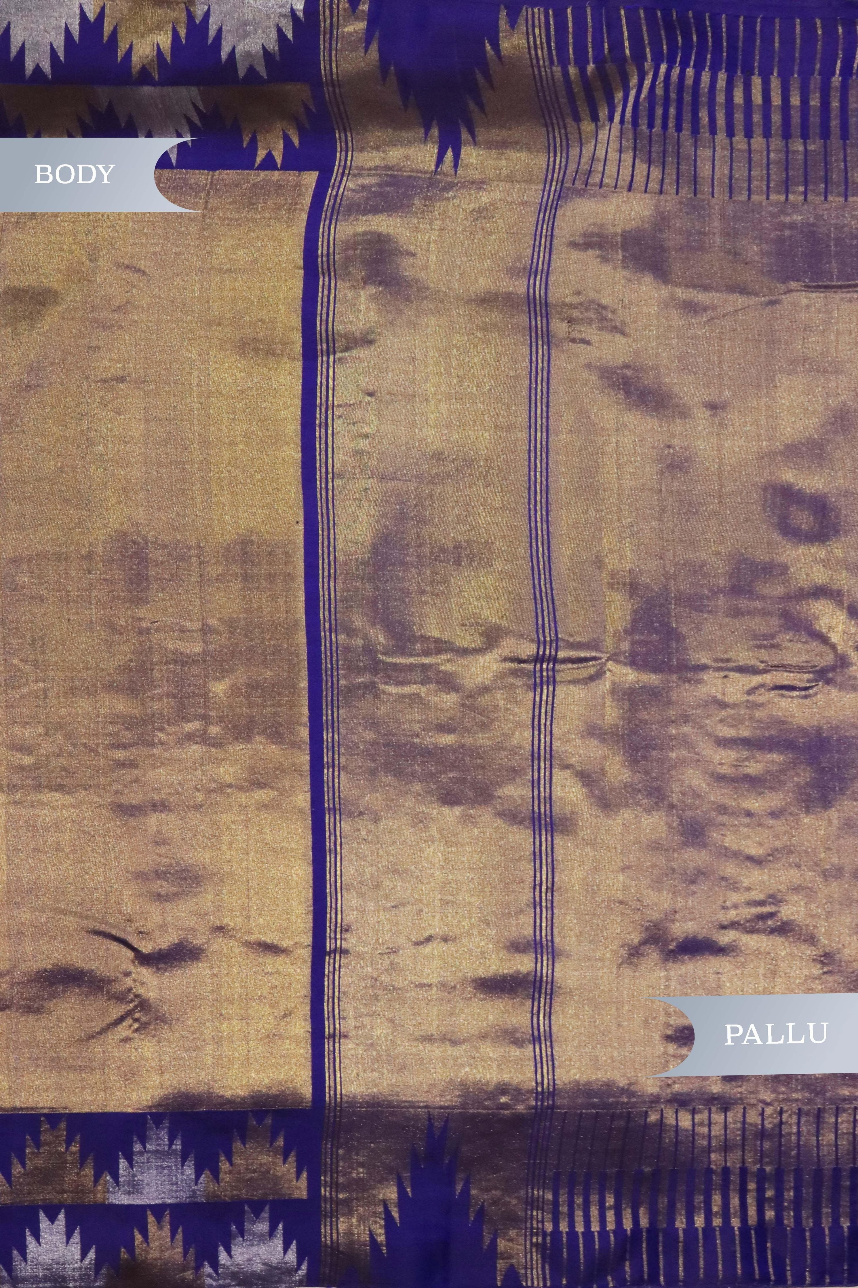 Purple Kanchivaram Silk Saree with Temple Zari Border - Mokshaa