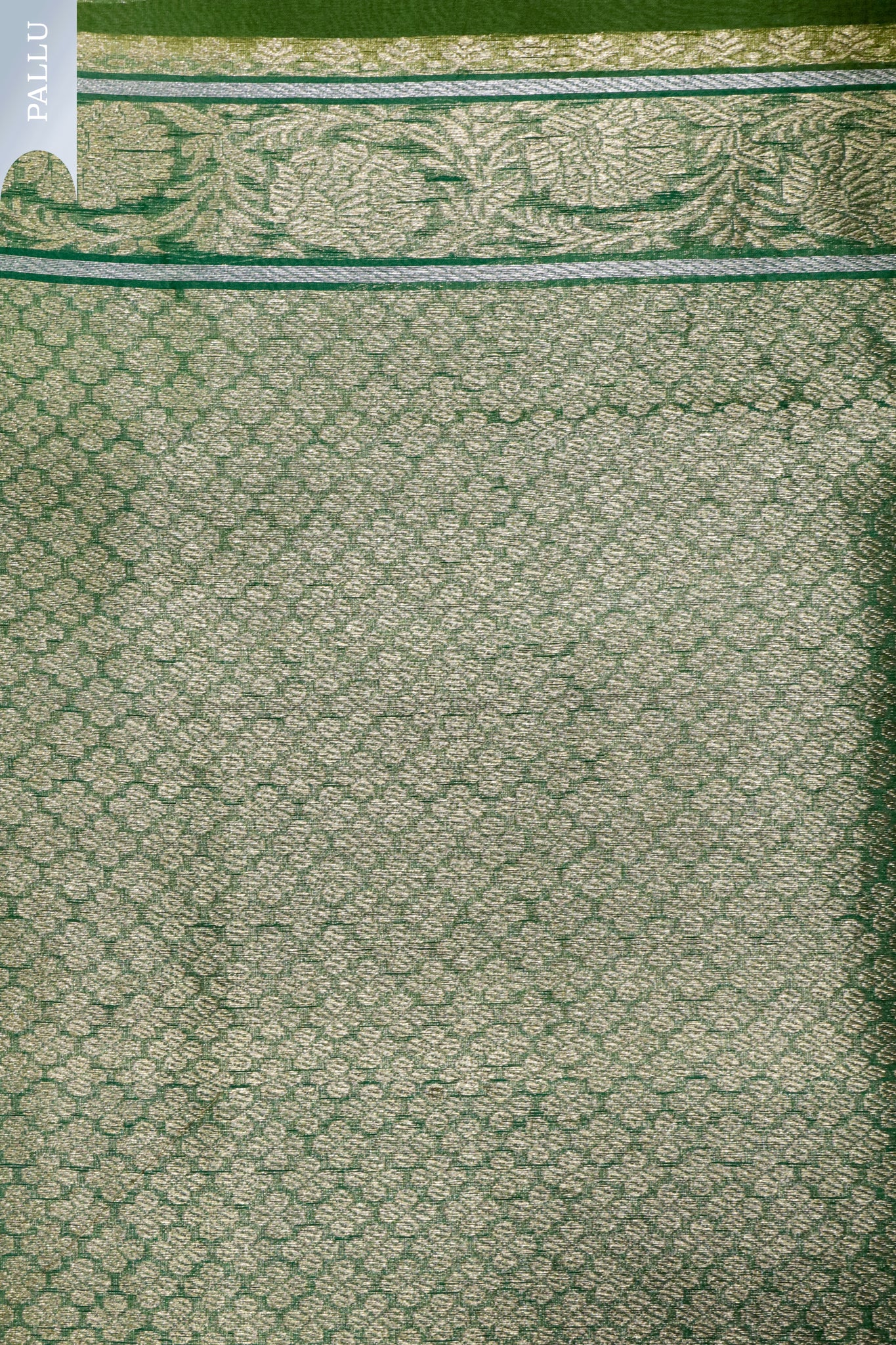 Multi-Green Banarasi Kora Saree with Zari Embroidered Motifs