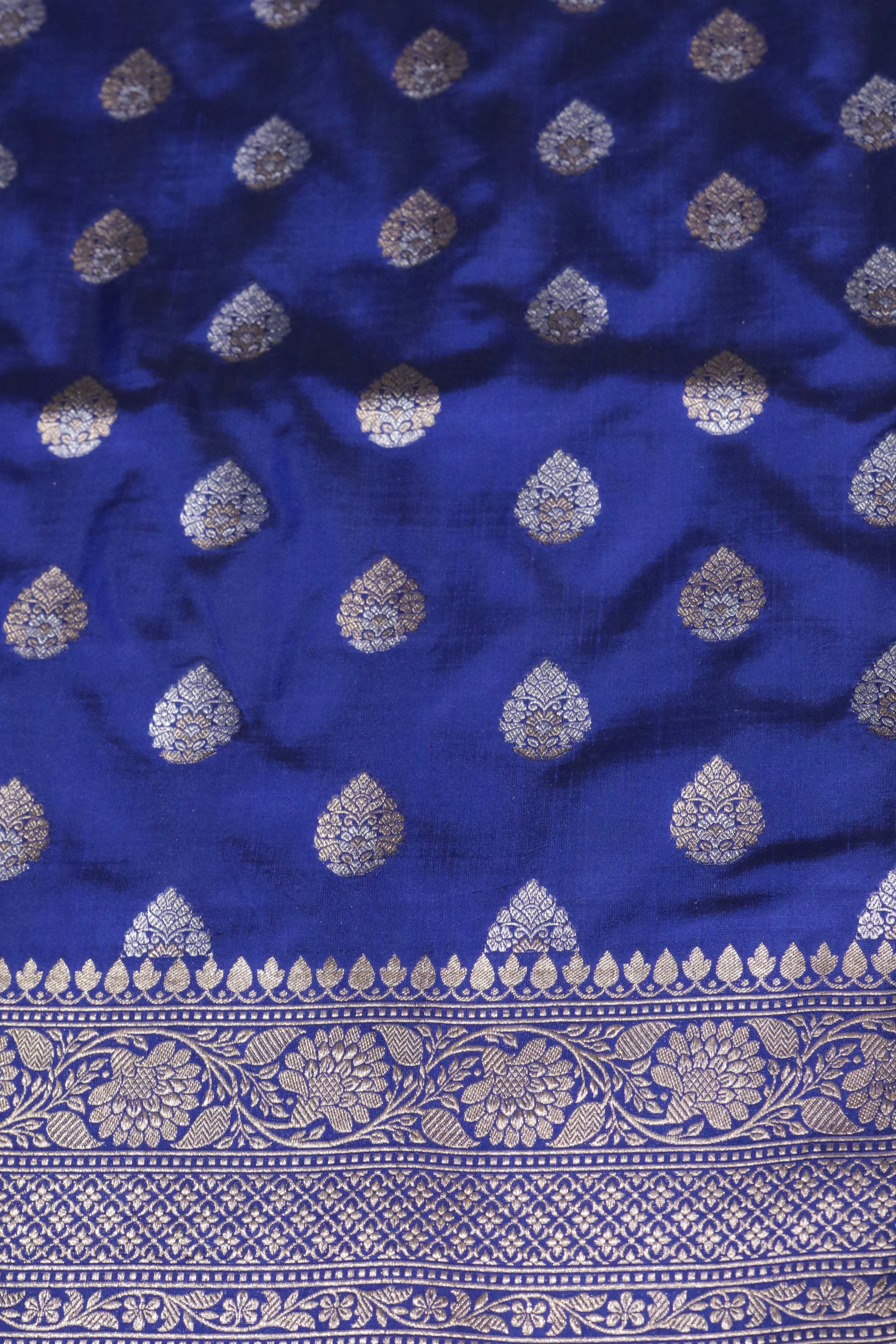 Royal Blue Banarasi Zari Butti Saree