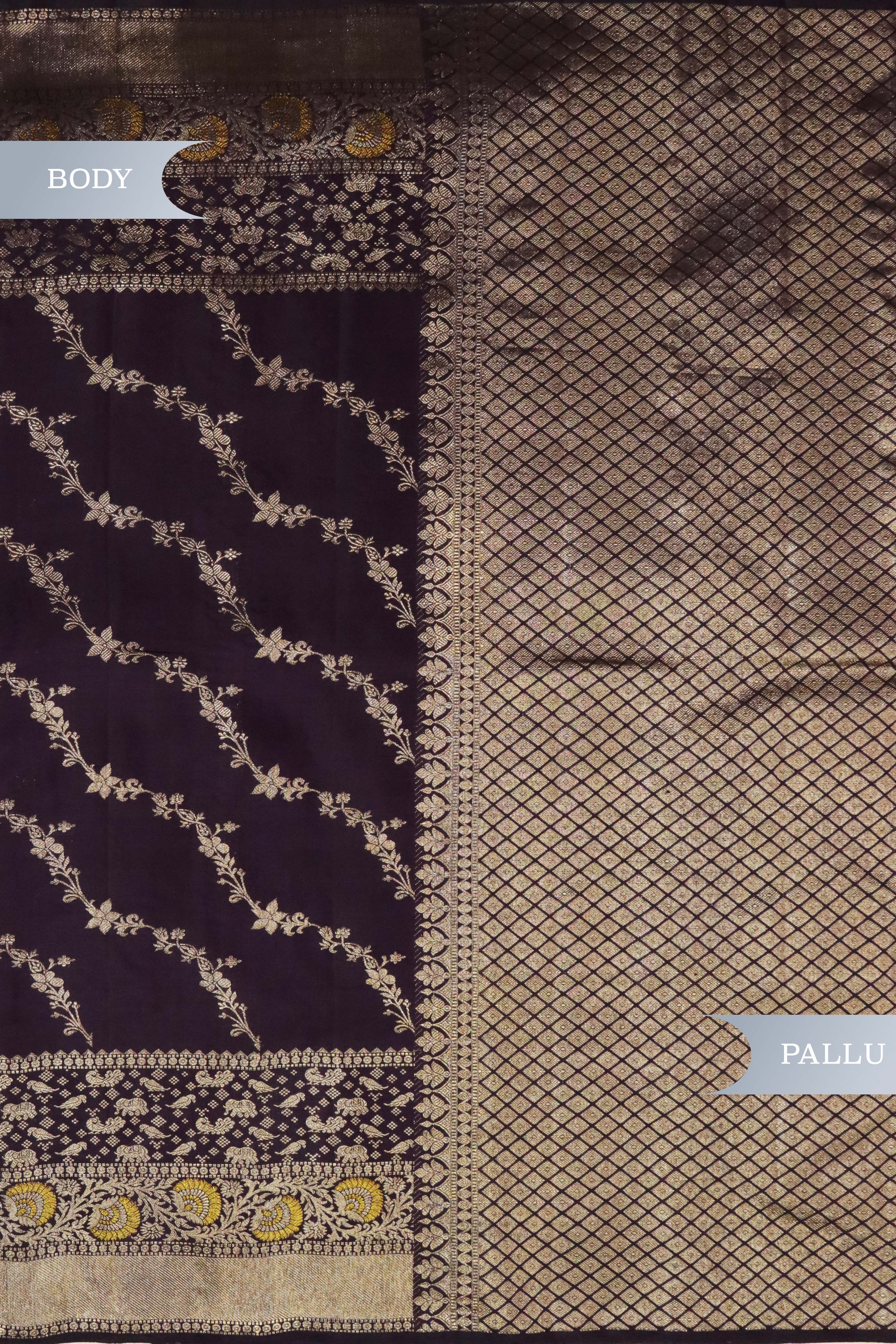 Wine Kanchivaram Silk Saree with Zari Stripes and Fancy Border