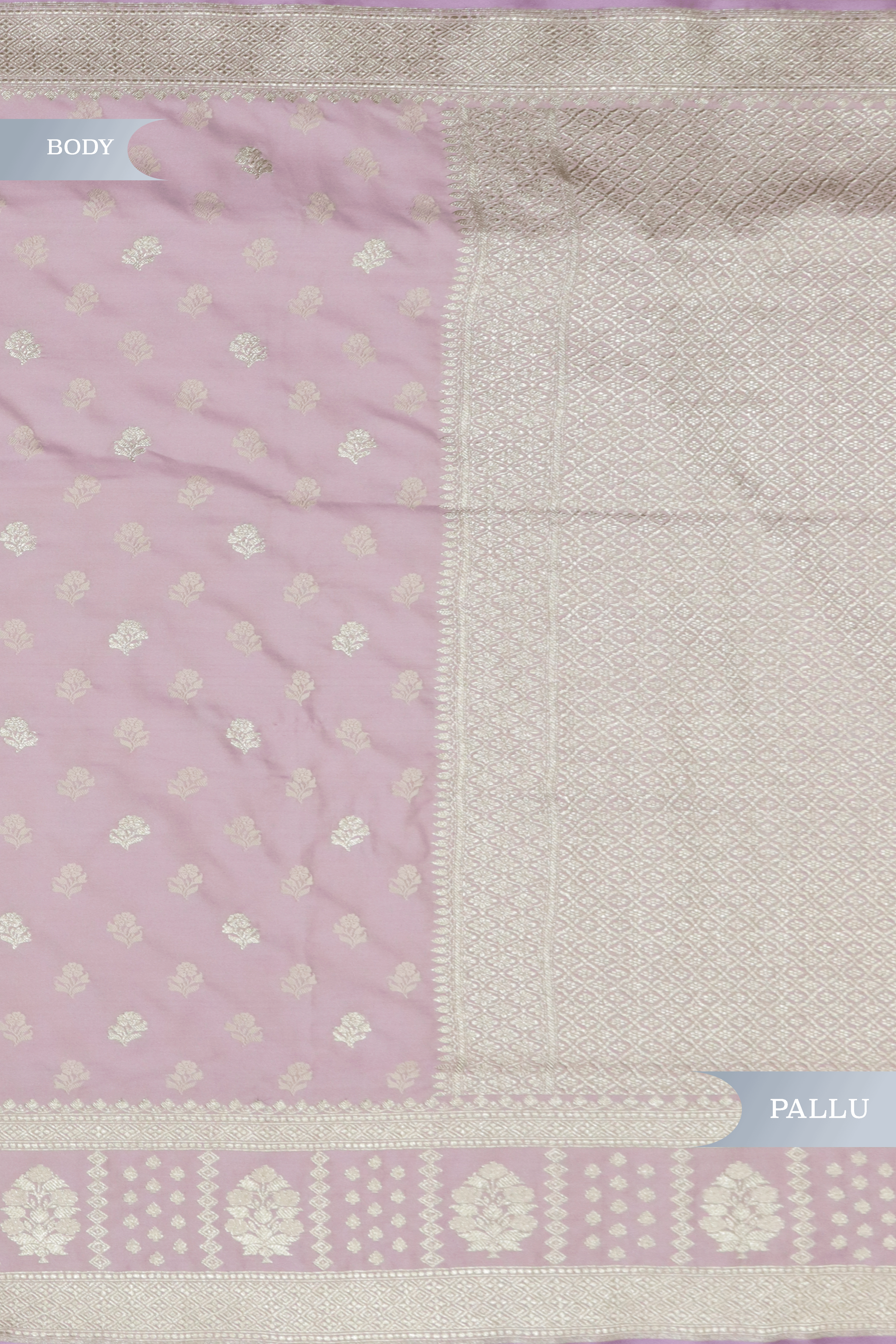 Mauve Pink Banarasi Semi Silk Saree with Zari Butti & Border