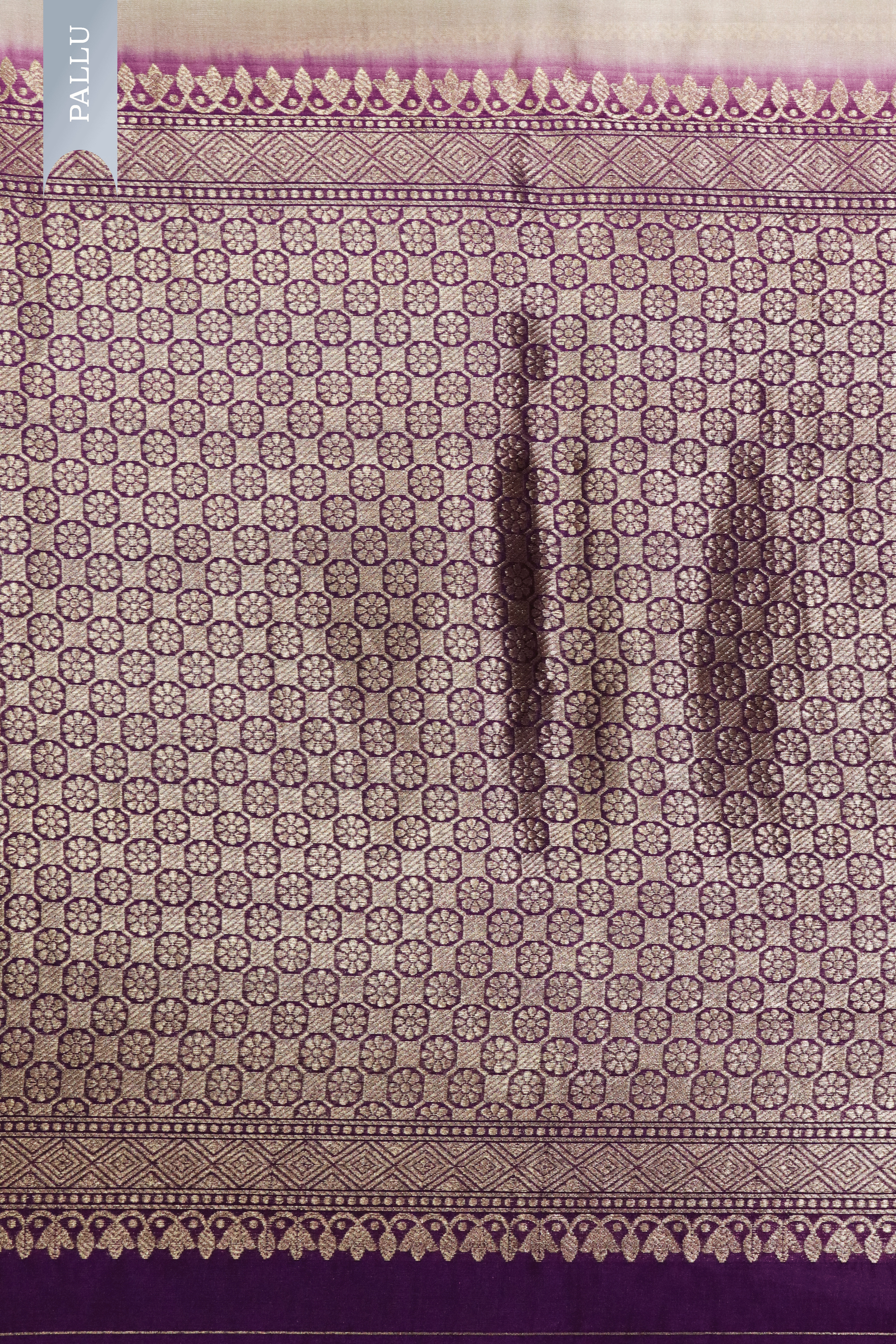 Light Gold & Purple Banarasi Chanderi Silk Saree