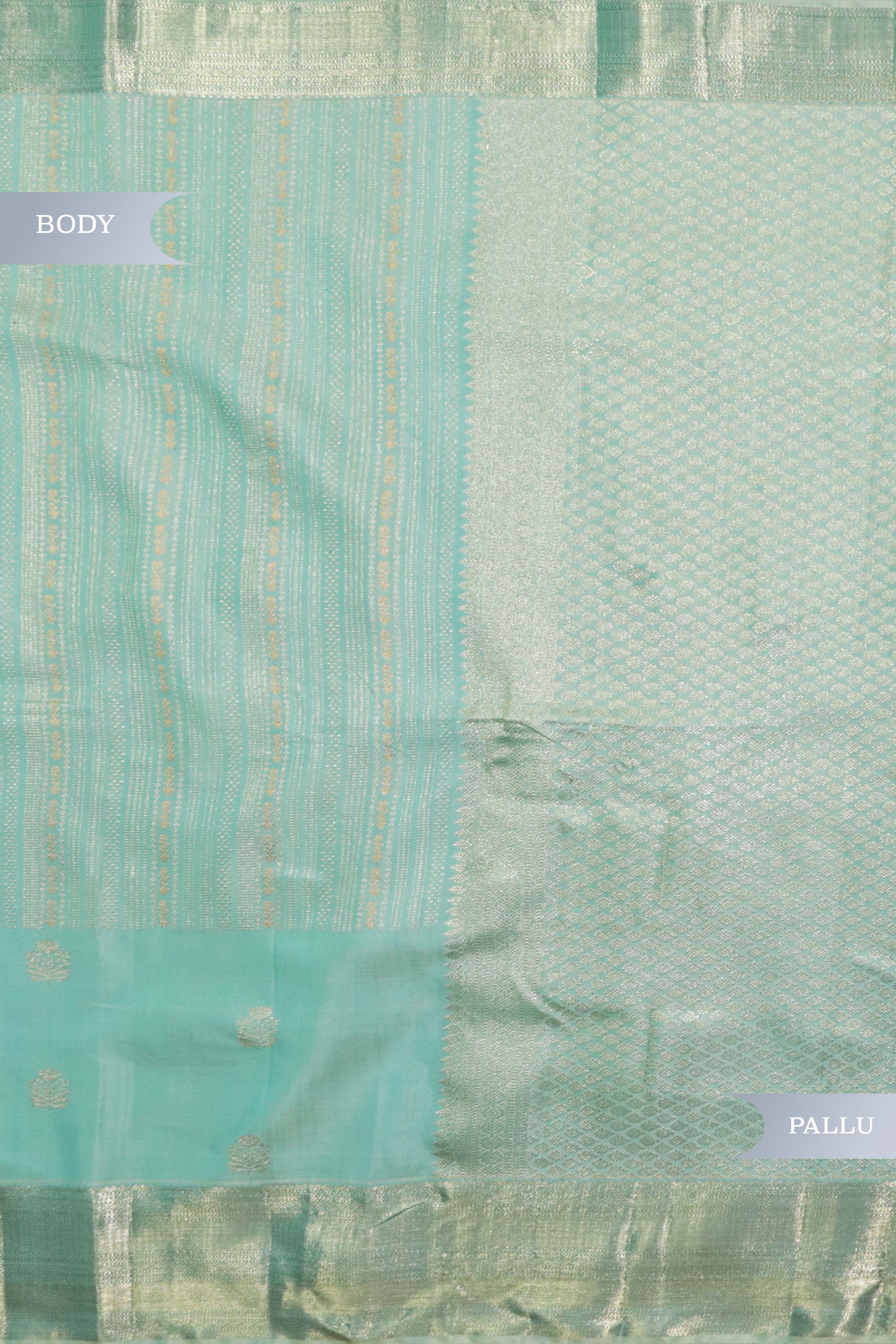 Elegant Ice Blue Kanchivaram Silk Saree with Zari Borde