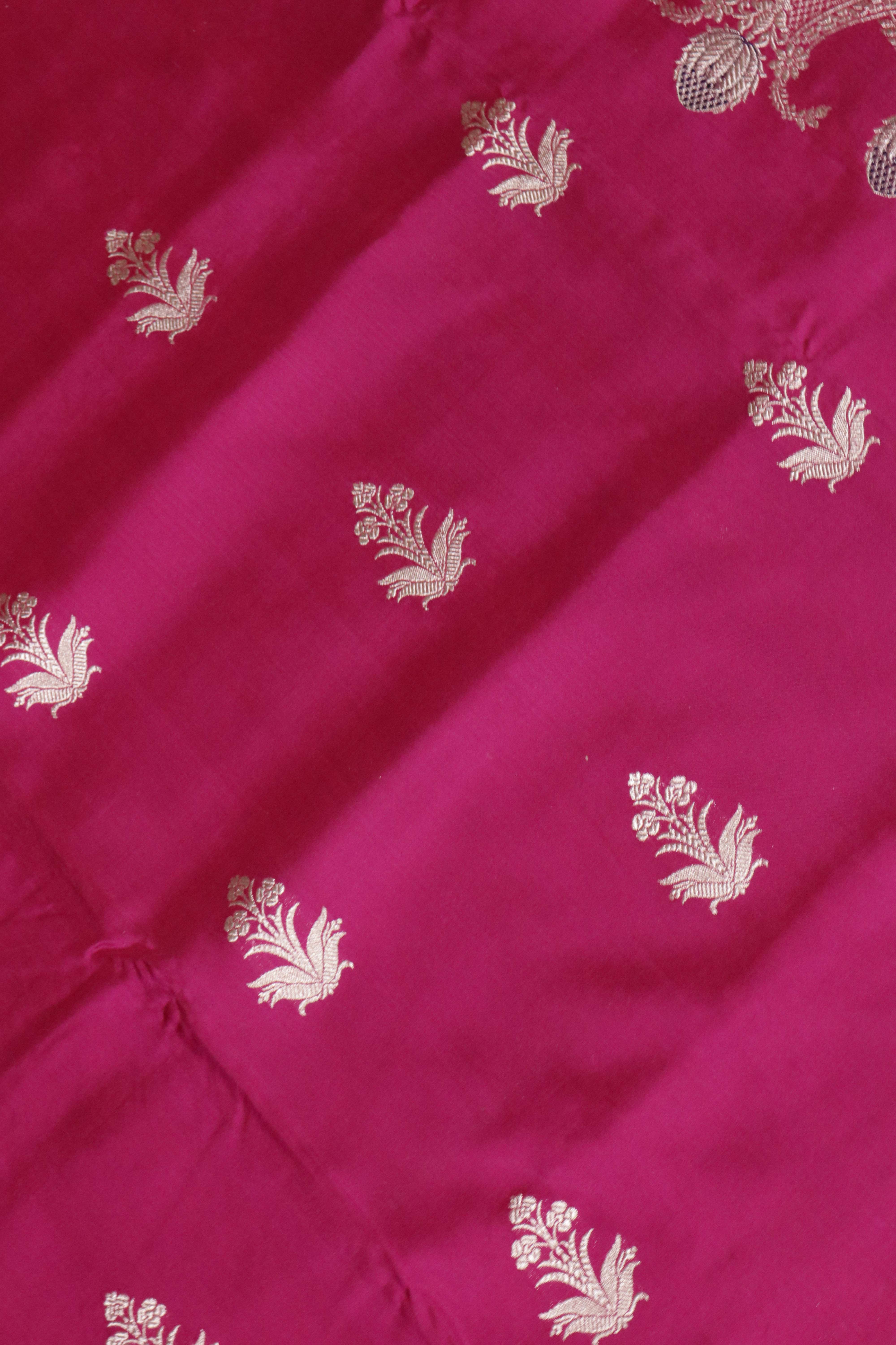Magenta Pink Banarasi Silk Saree