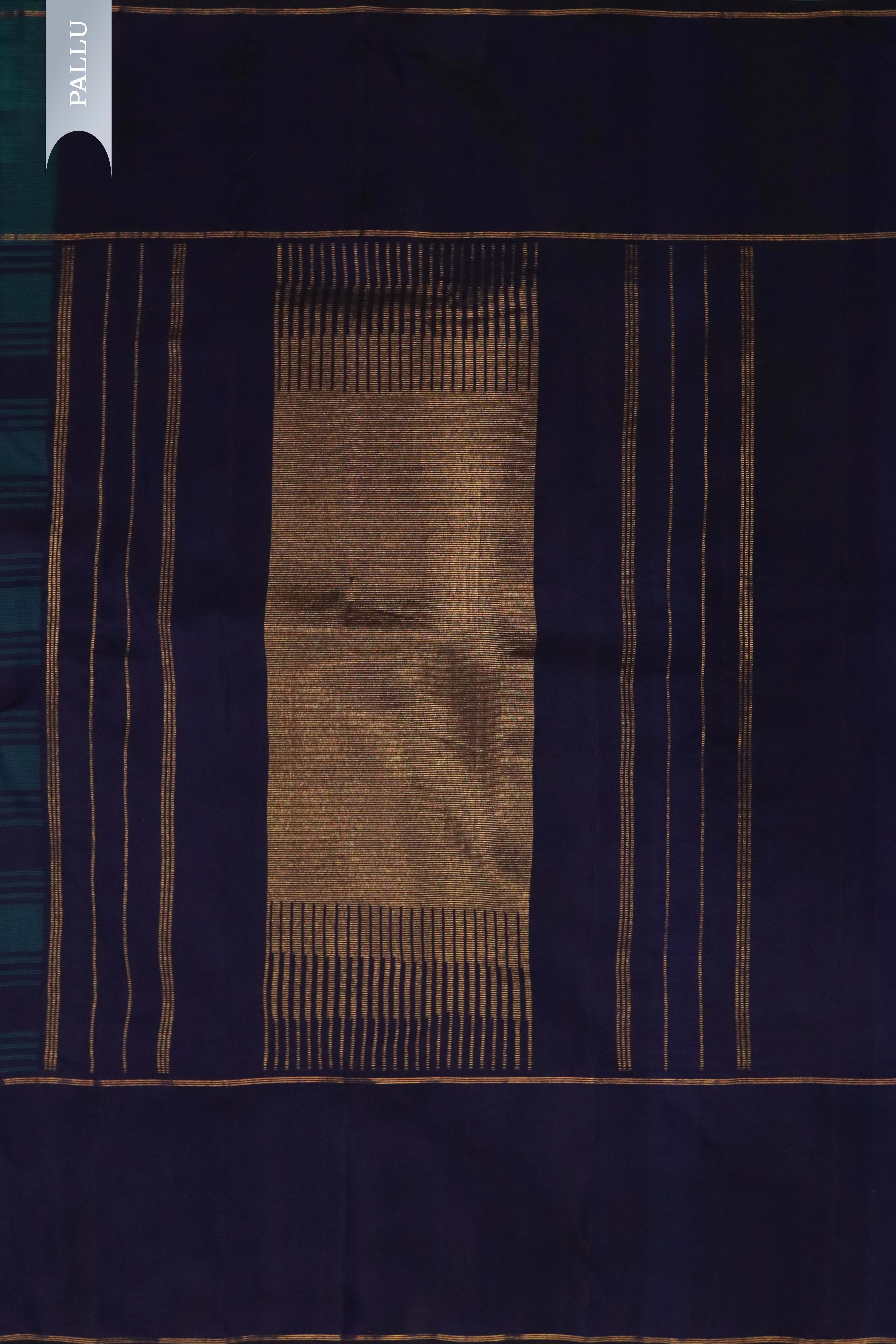 Turquoise Blue Kanchivaram Silk Saree with Contrast Border