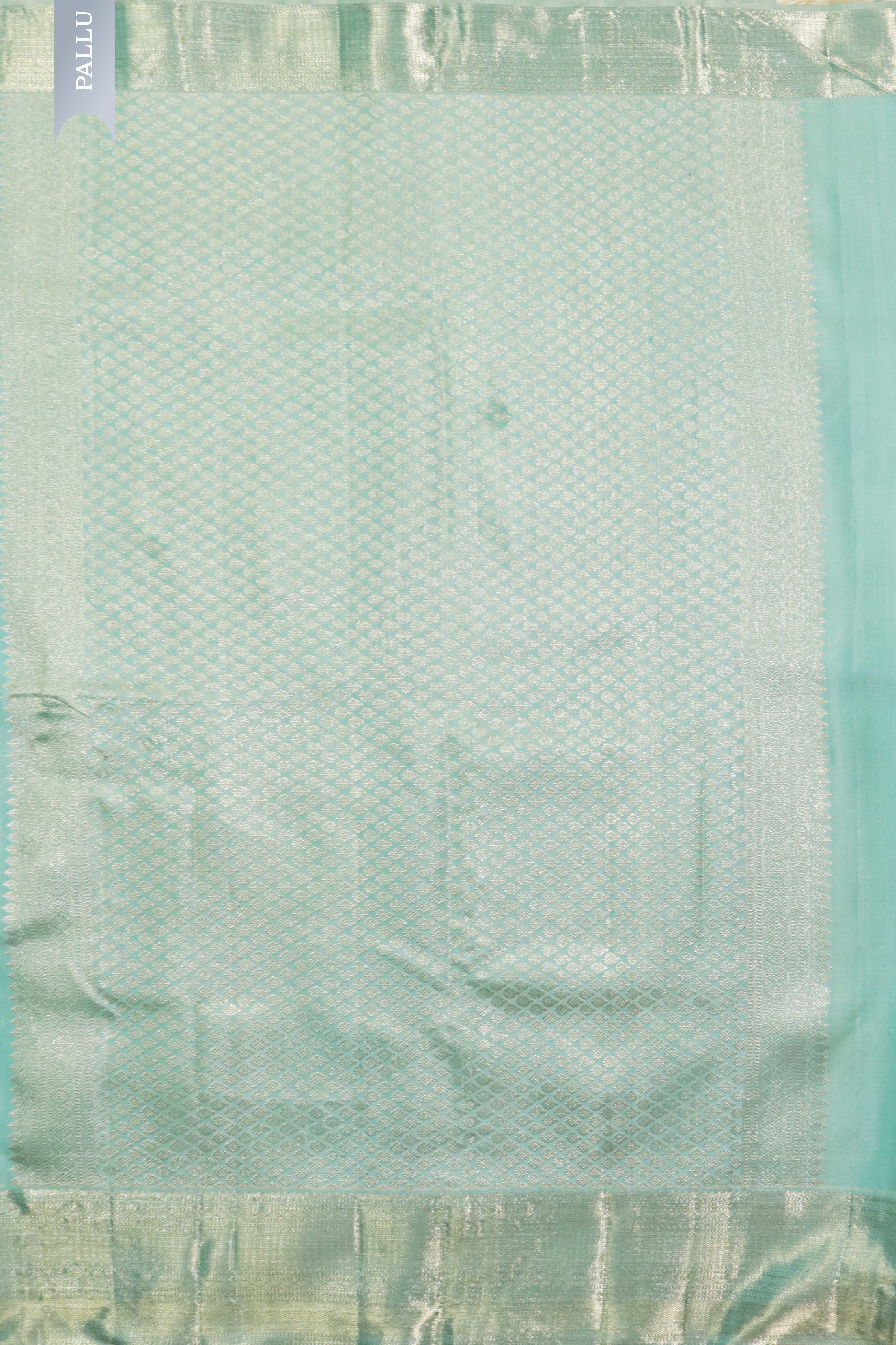 Elegant Ice Blue Kanchivaram Silk Saree with Zari Borde