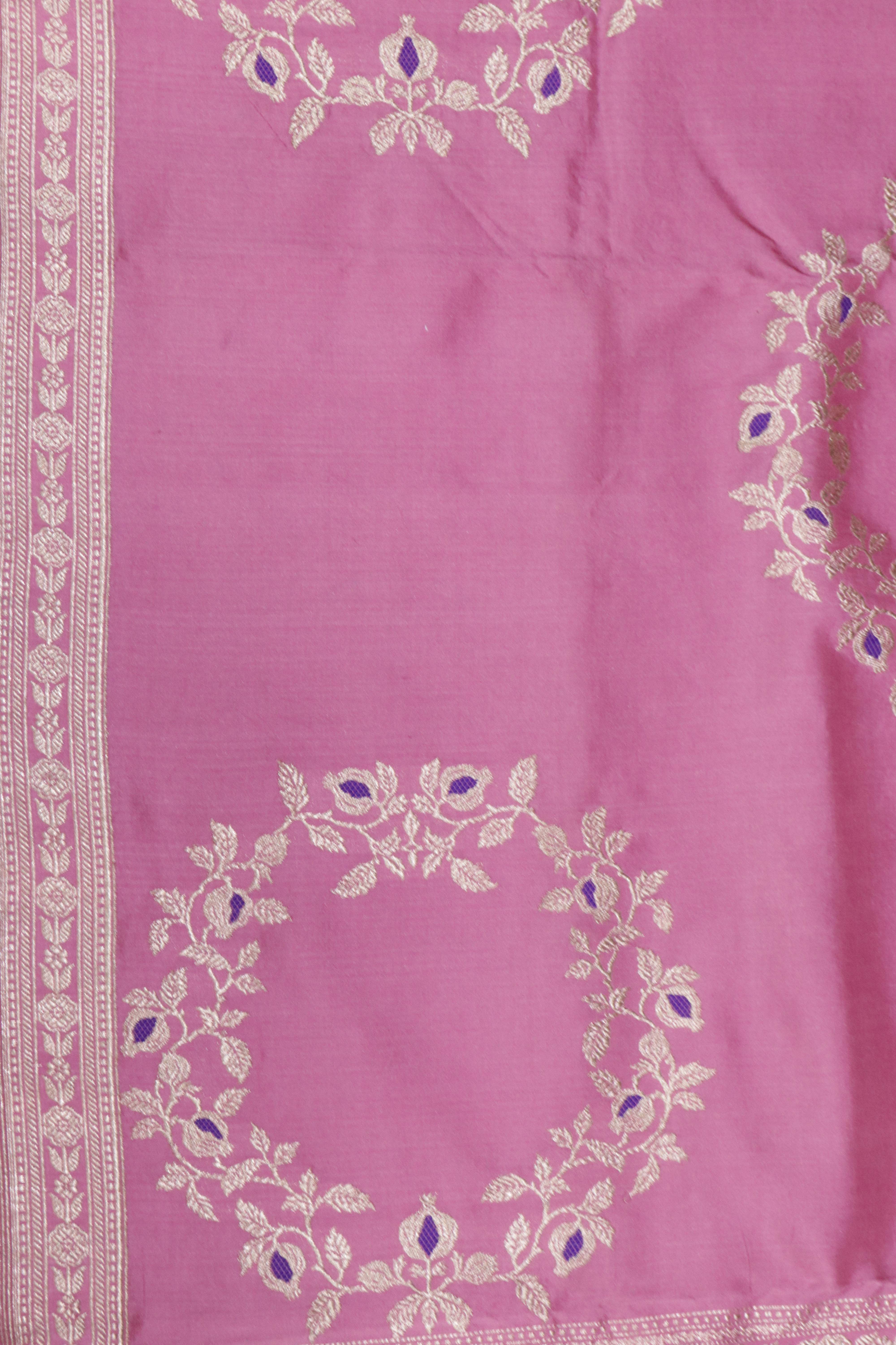 Onion Pink Banarasi Silk Saree