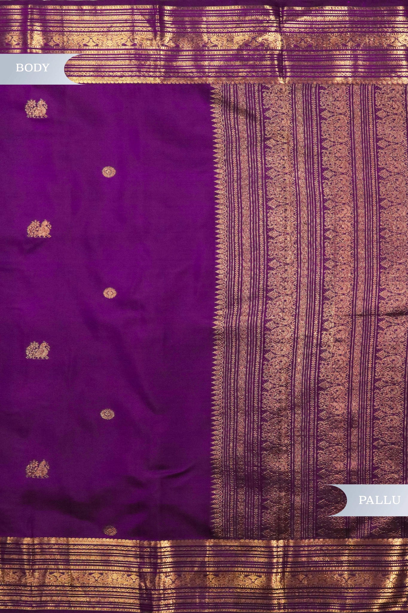 Purple Kanchivaram Silk Saree with Zari Butti