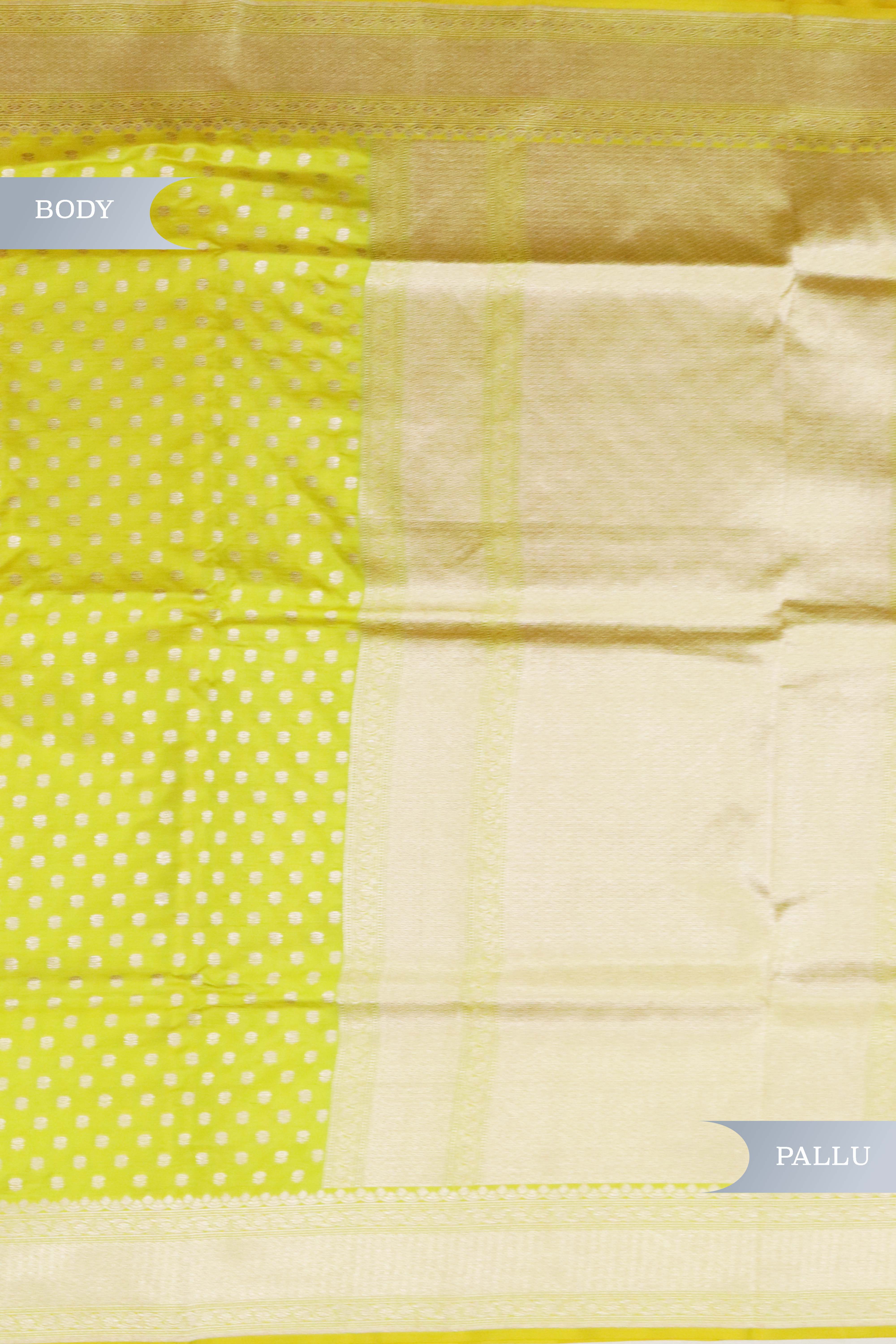 Lemon Yellow Banarasi Silk Saree with Small Butti & Zari Border