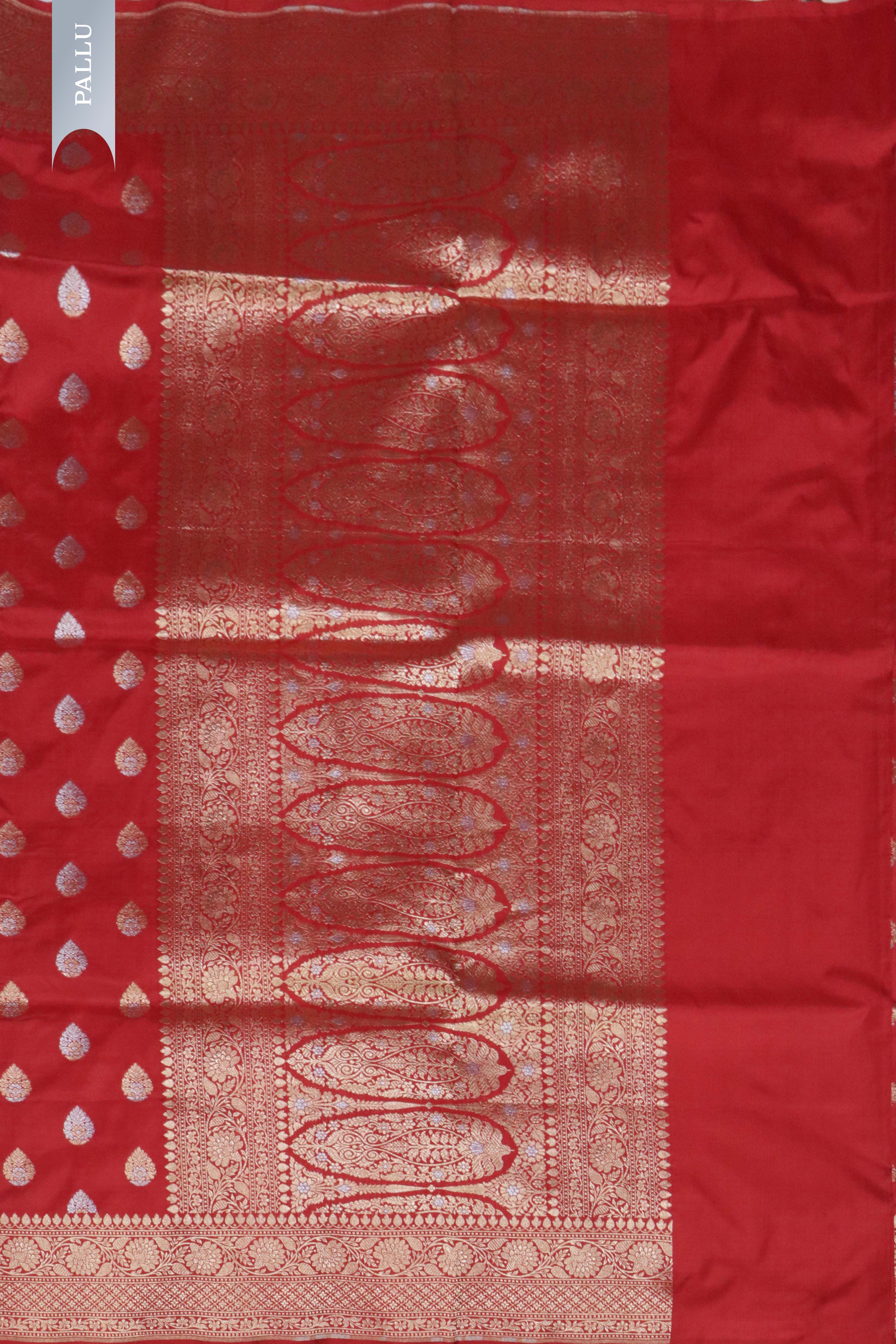 Rust Banarasi Zari Butti Silk Saree