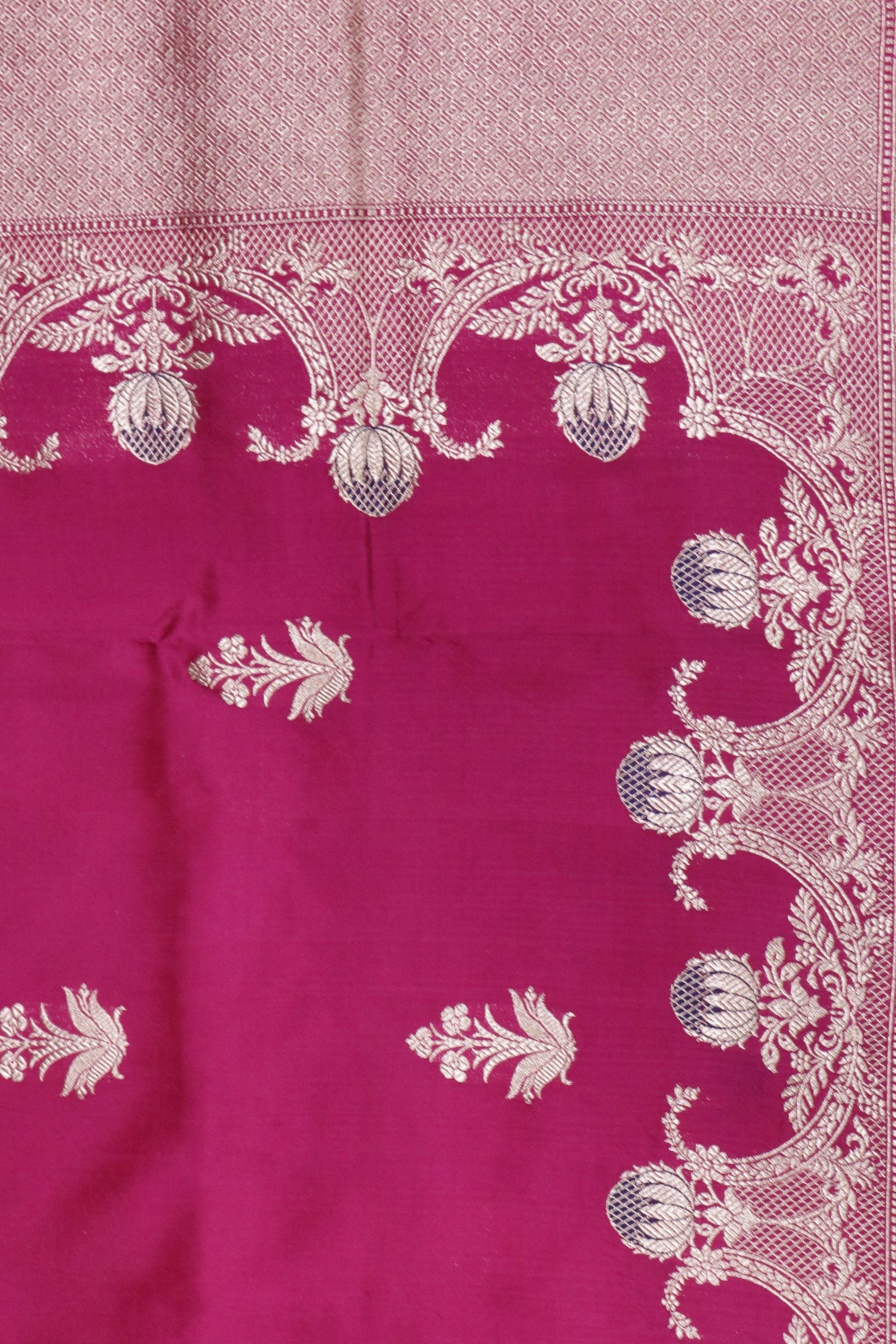 Magenta Pink Banarasi Silk Saree