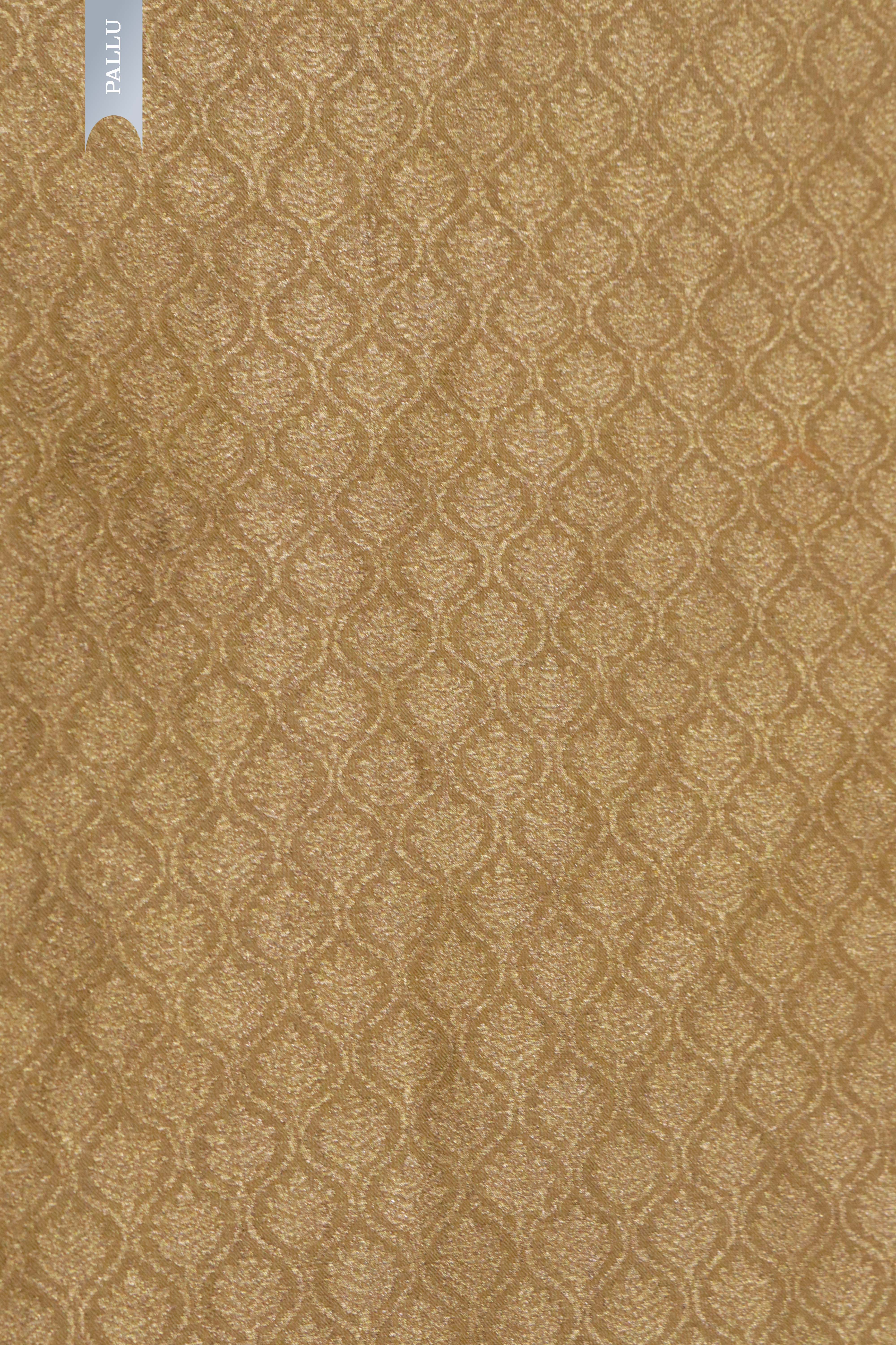 Off-White Gold Silk Saree Floral Animal Print with Zari Motifs