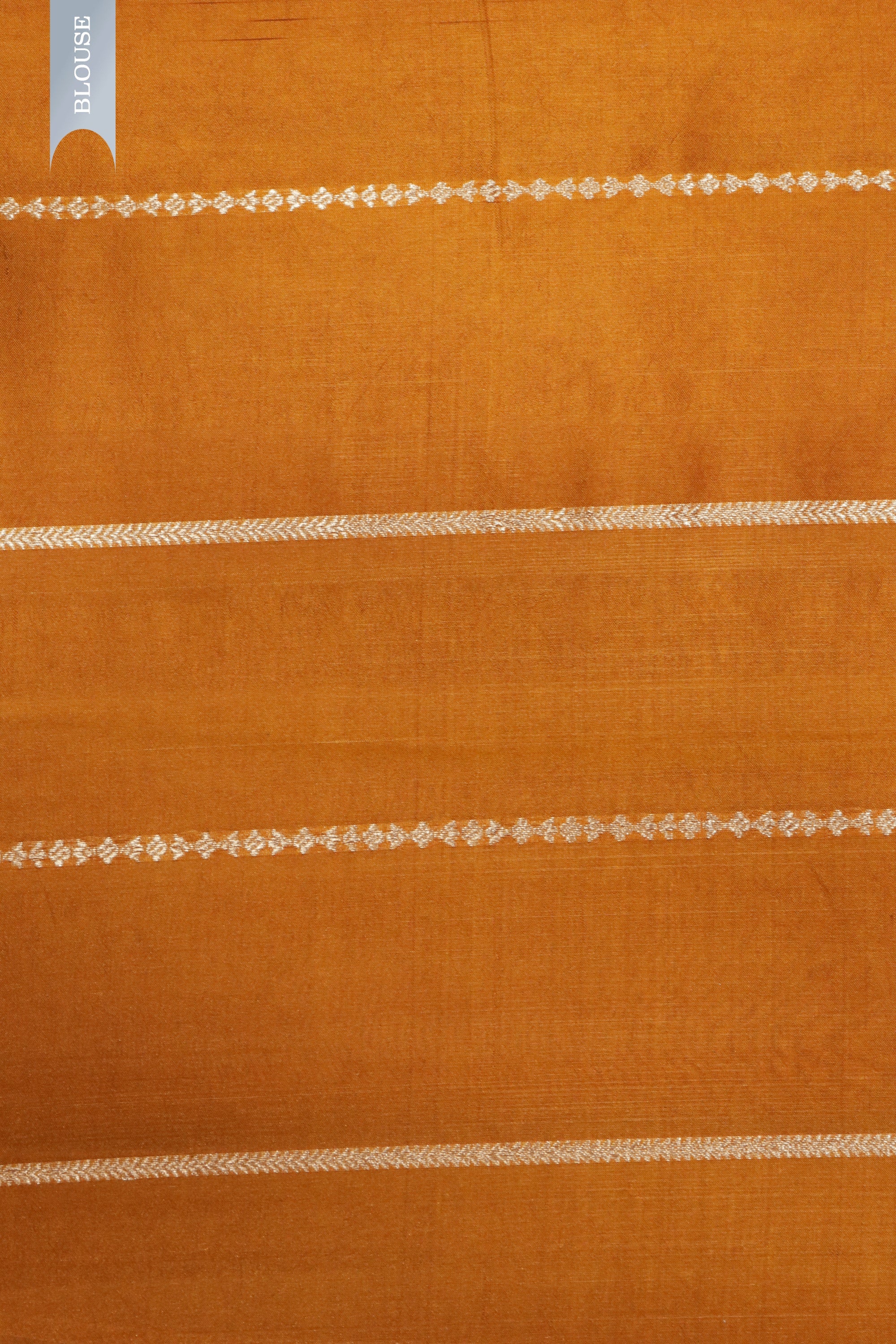 Orange Banarasi Chanderi Silk Saree with Gold & Silver Satin Border