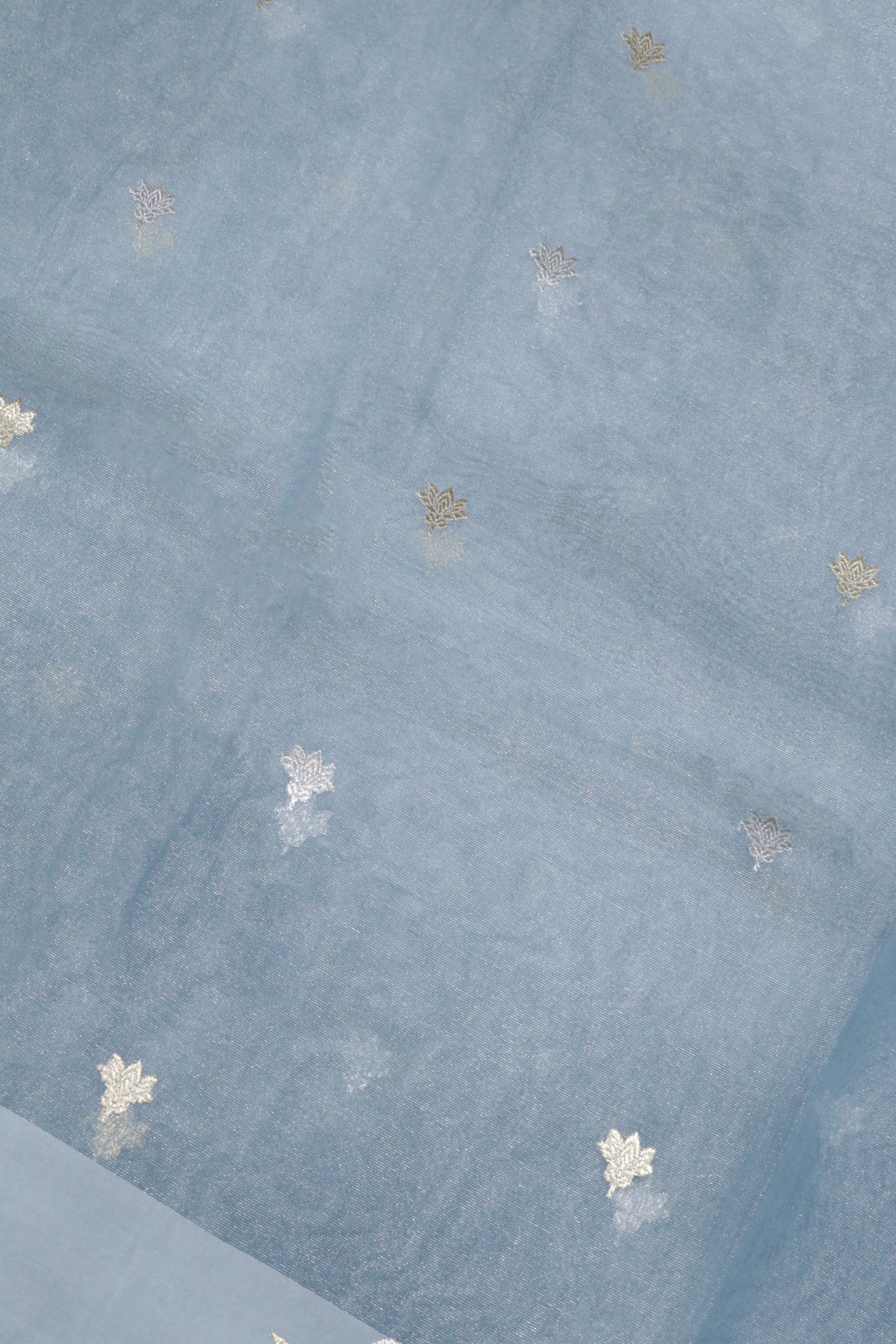 Ice Blue Banarasi Tissue Silk Saree with Satin Border