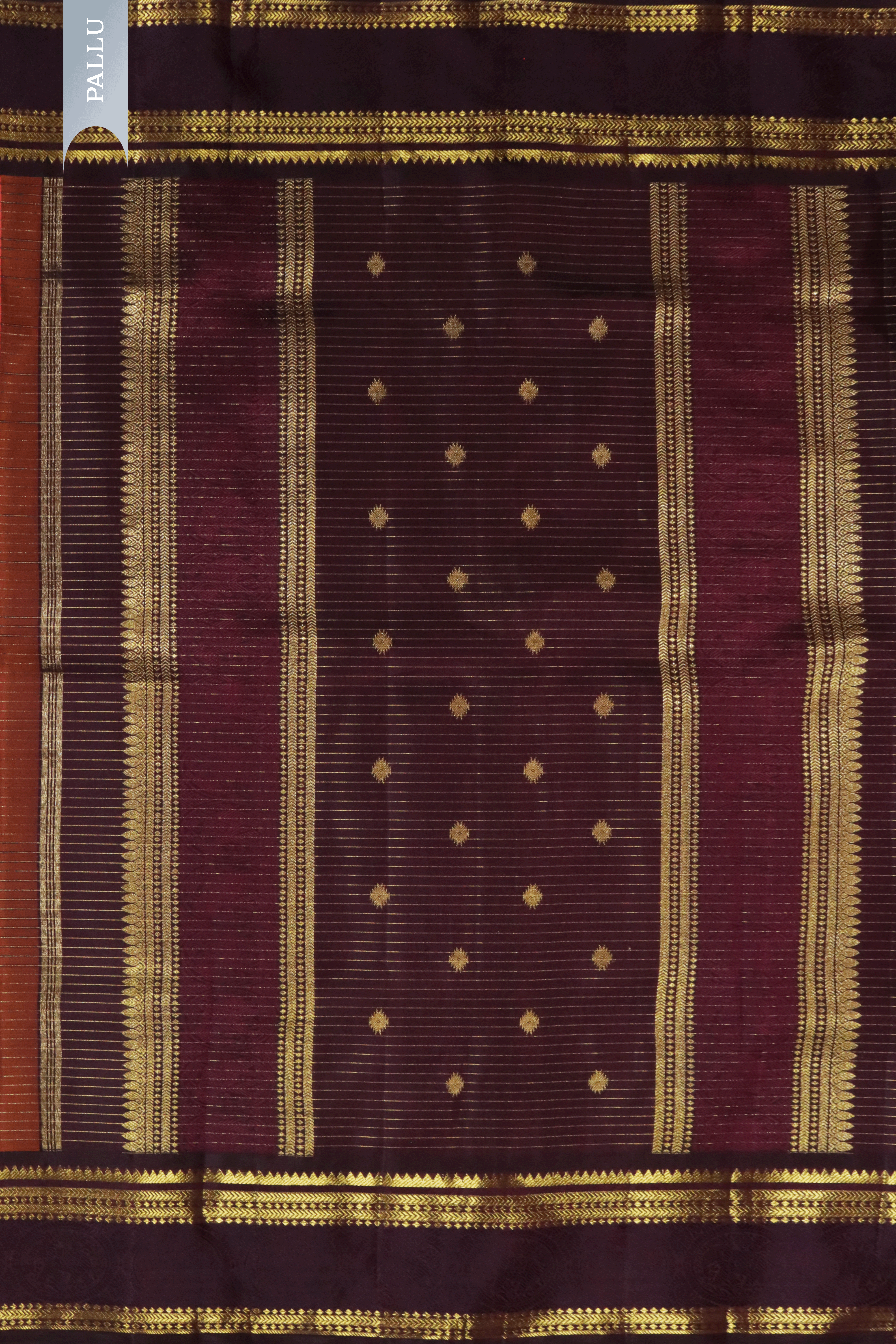 Coral Orange Kanchivaram Silk Saree with Brown Border