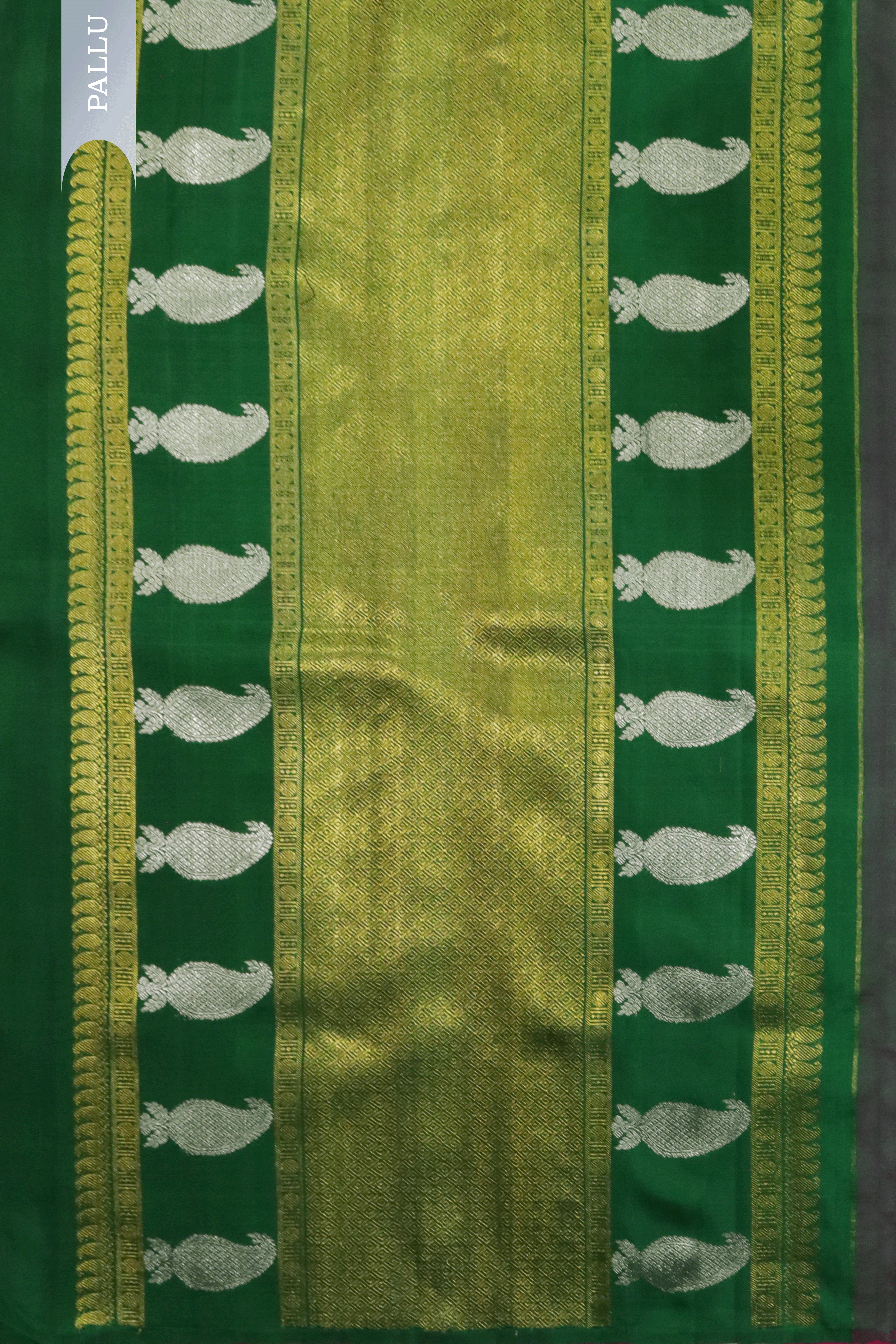 Rani Pink Kanchivaram Silk Saree with Silver & Gold Zari Weaving