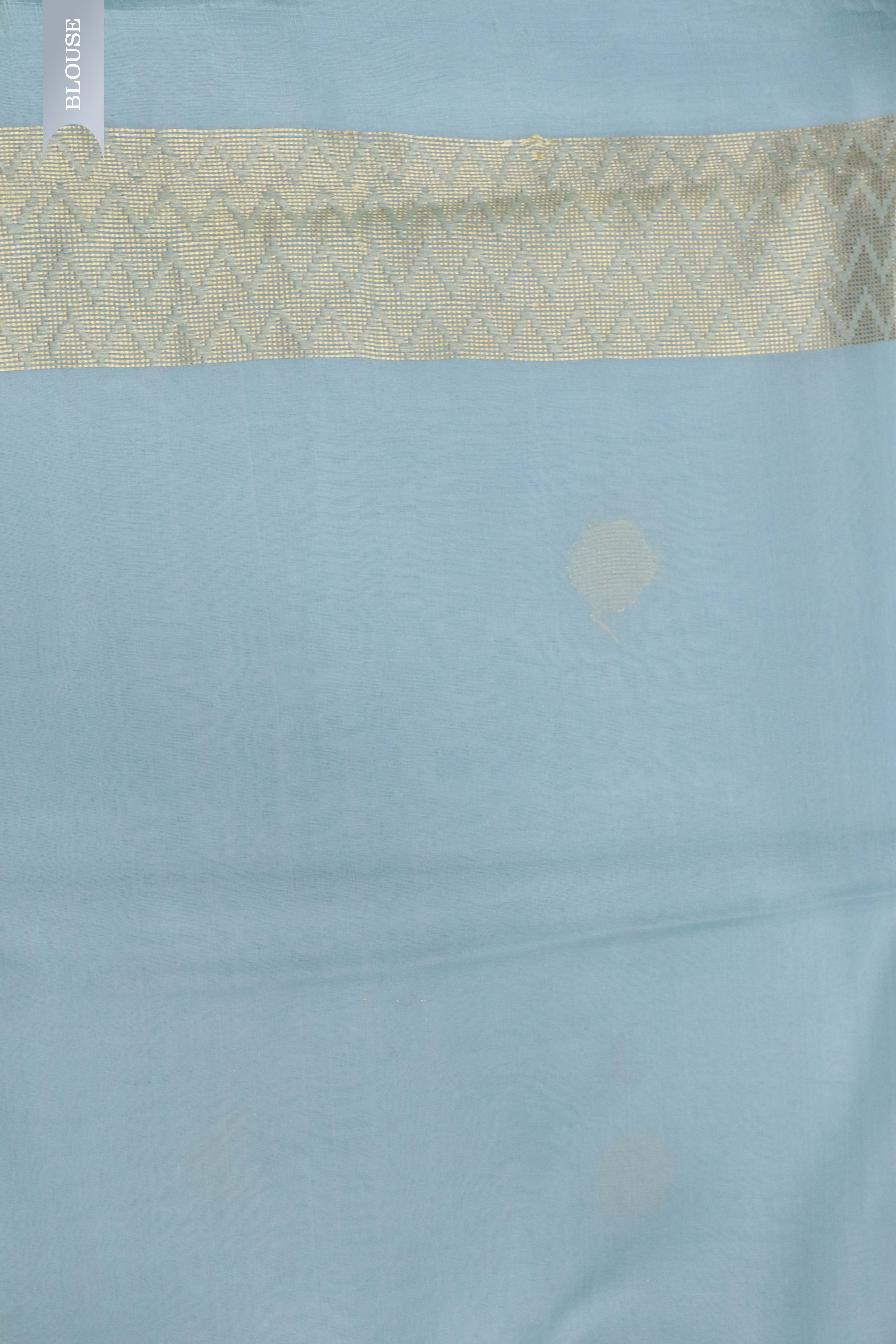 Ice Blue Banarasi Kora Silk Saree with Multi-Thread Zari Weaving